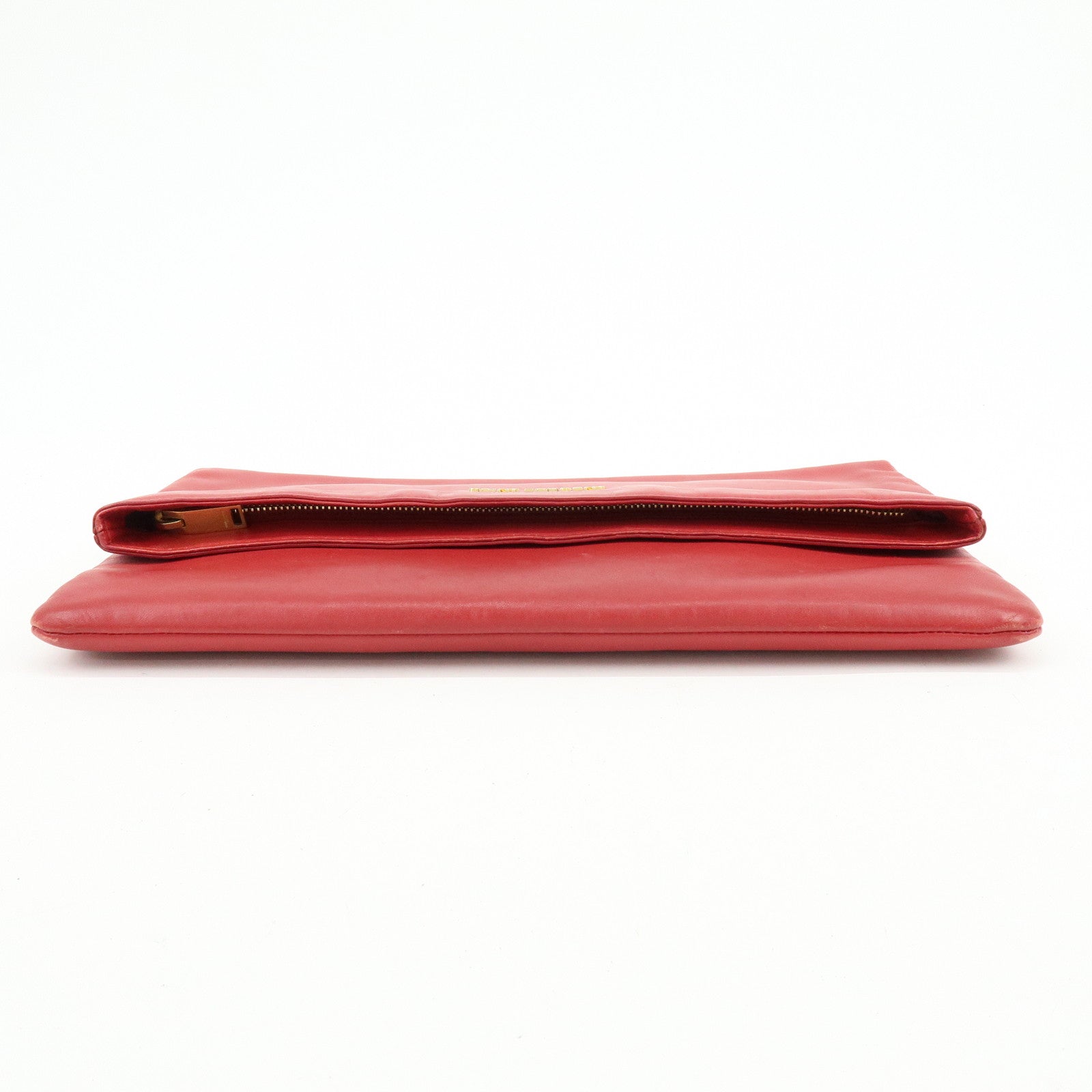 SAINT LAURENT PARIS Leather Clutch Bag Flat Pouch Red 328198