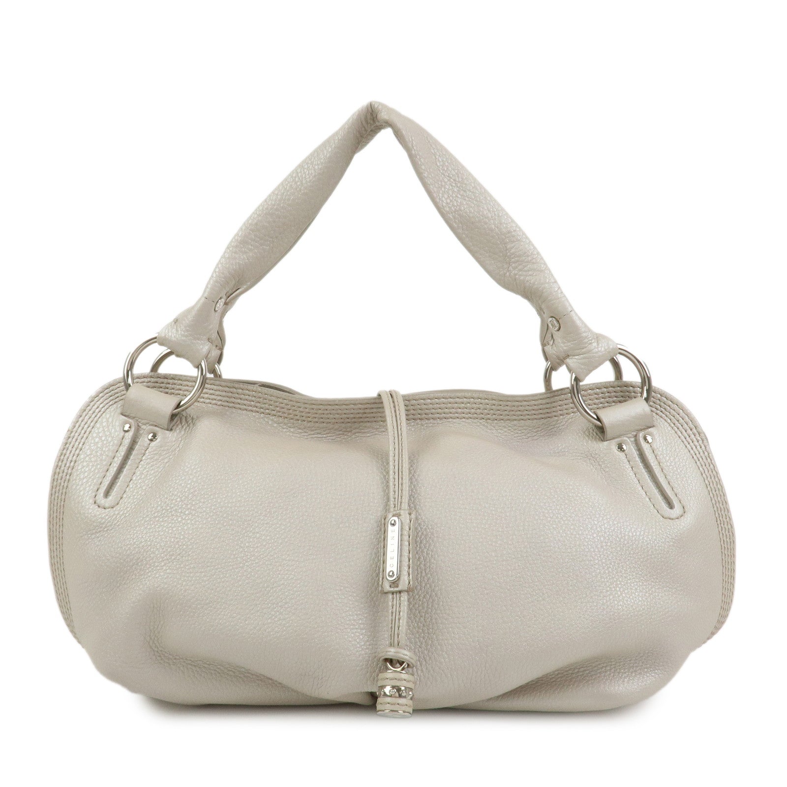 CELINE Bittersweet Leather Shoulder Bag Hand Bag Pearl White