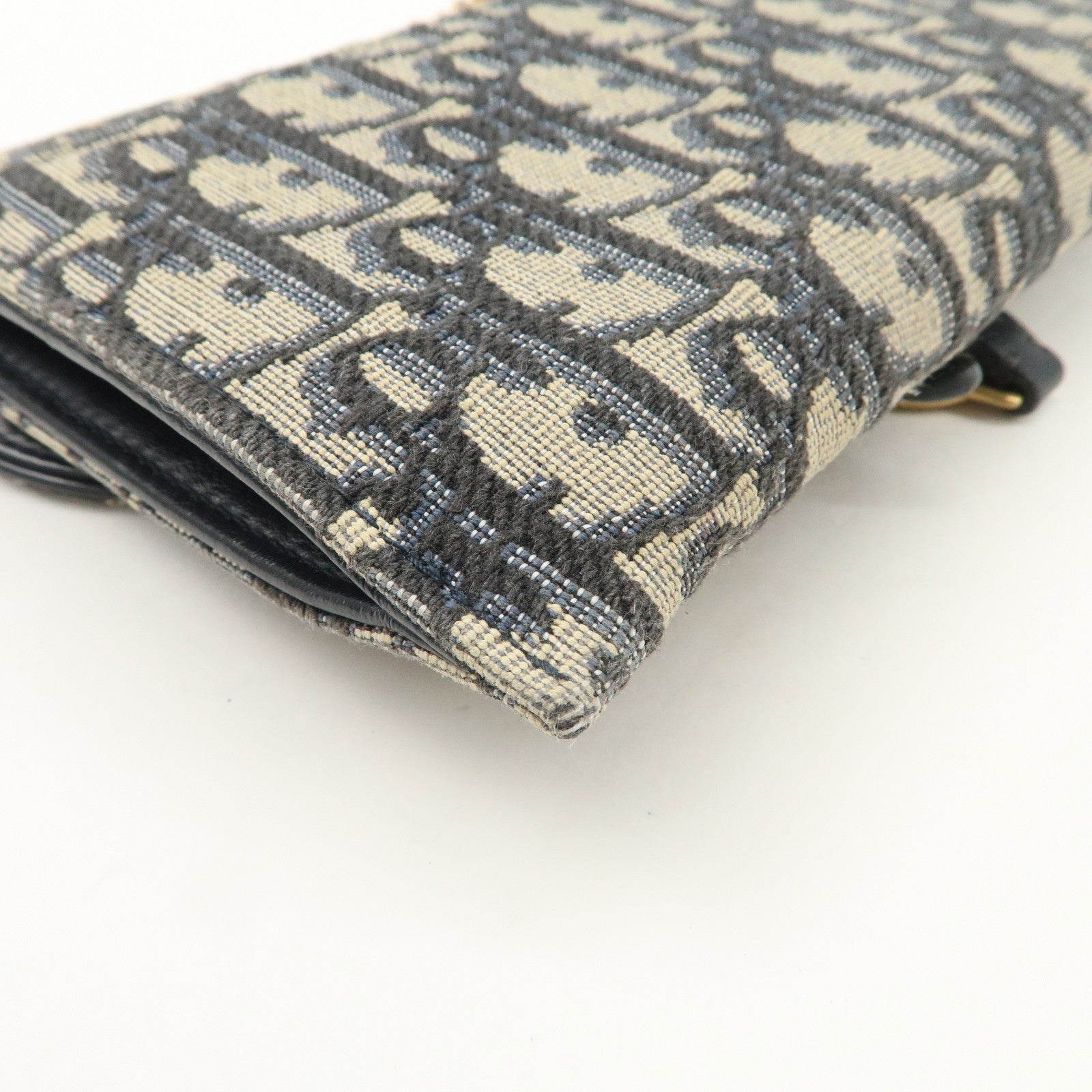 Christian Dior Jacquard Leather Saddle Small Chain Shoulder Wallet