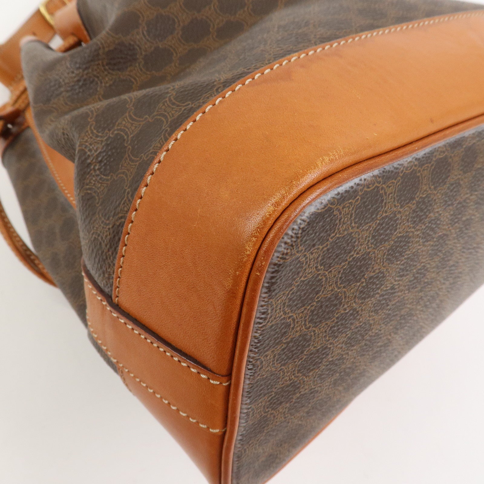 CELINE Macadam PVC Leather Drawstring Shoulder Bag Brown