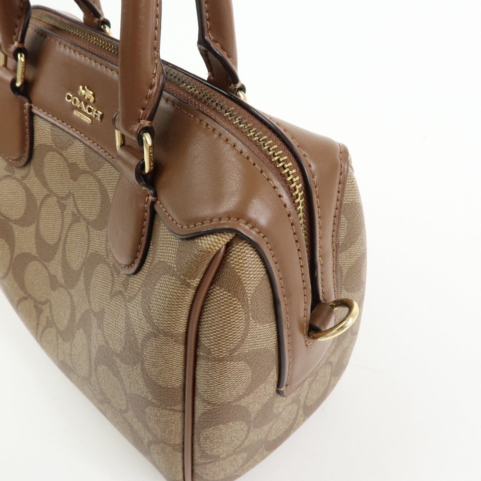 COACH Signature PVC Leather 2Way Shoulder Bag Hand Bag Brown