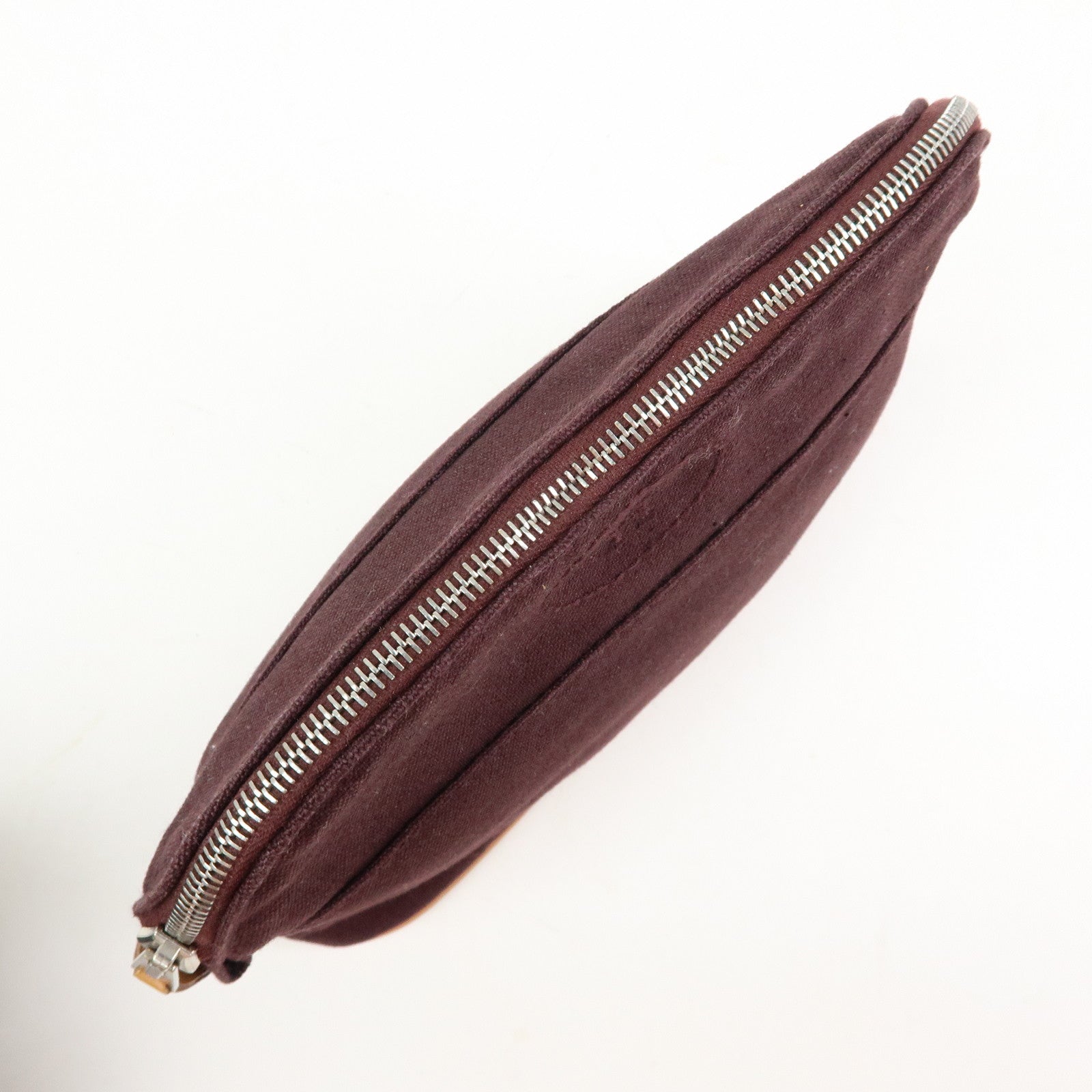 HERMES Cotton Leather Bolide Pouch Mini Bordeaux