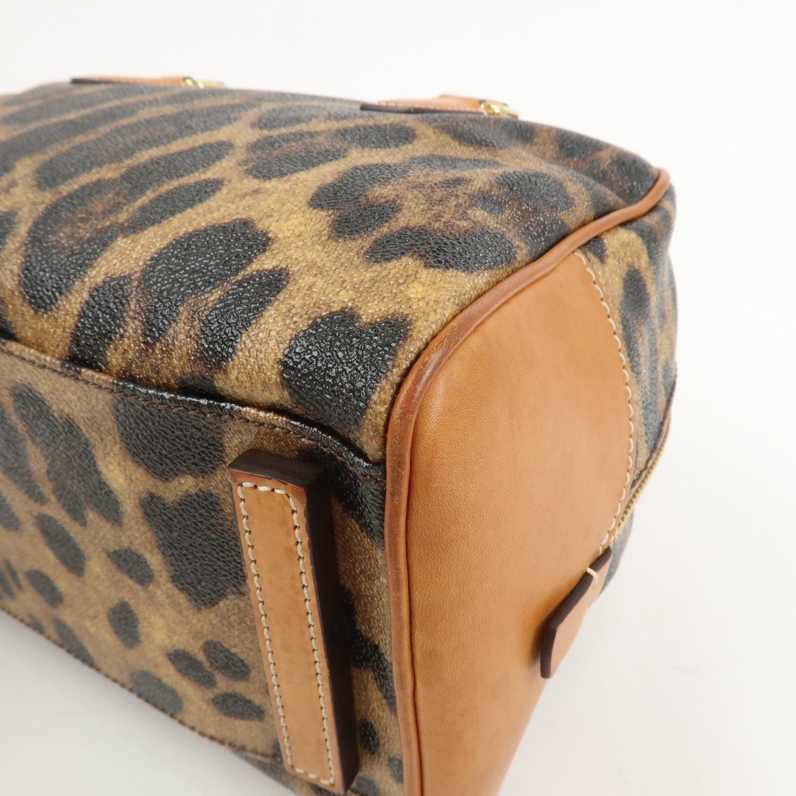 Dolce&Gabbana Leather Shoulder Bag Hand Bag Leopard Brown