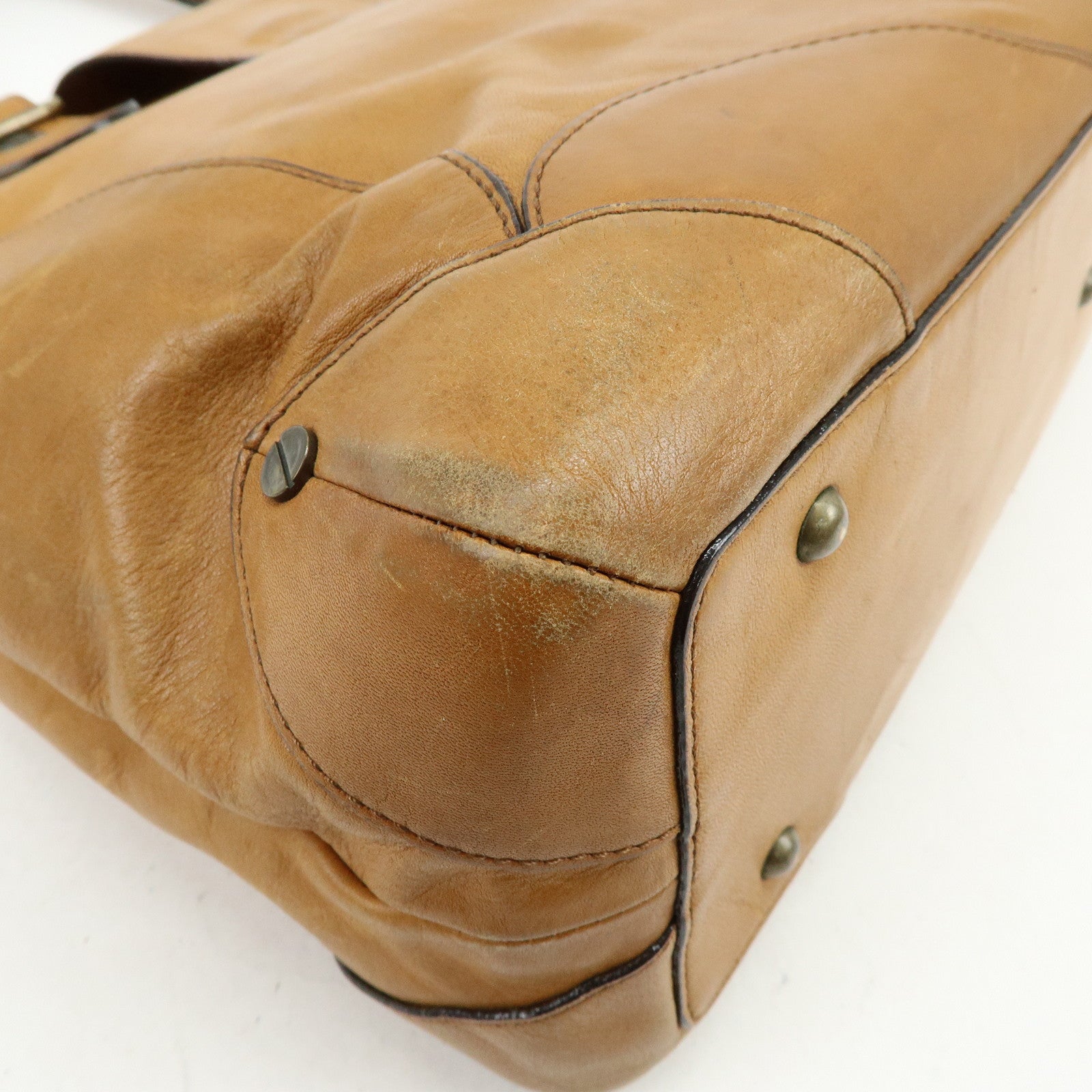 Chloe Maroquinerie Leather Tote Bag Shoulder Bag Hand Bag Brown