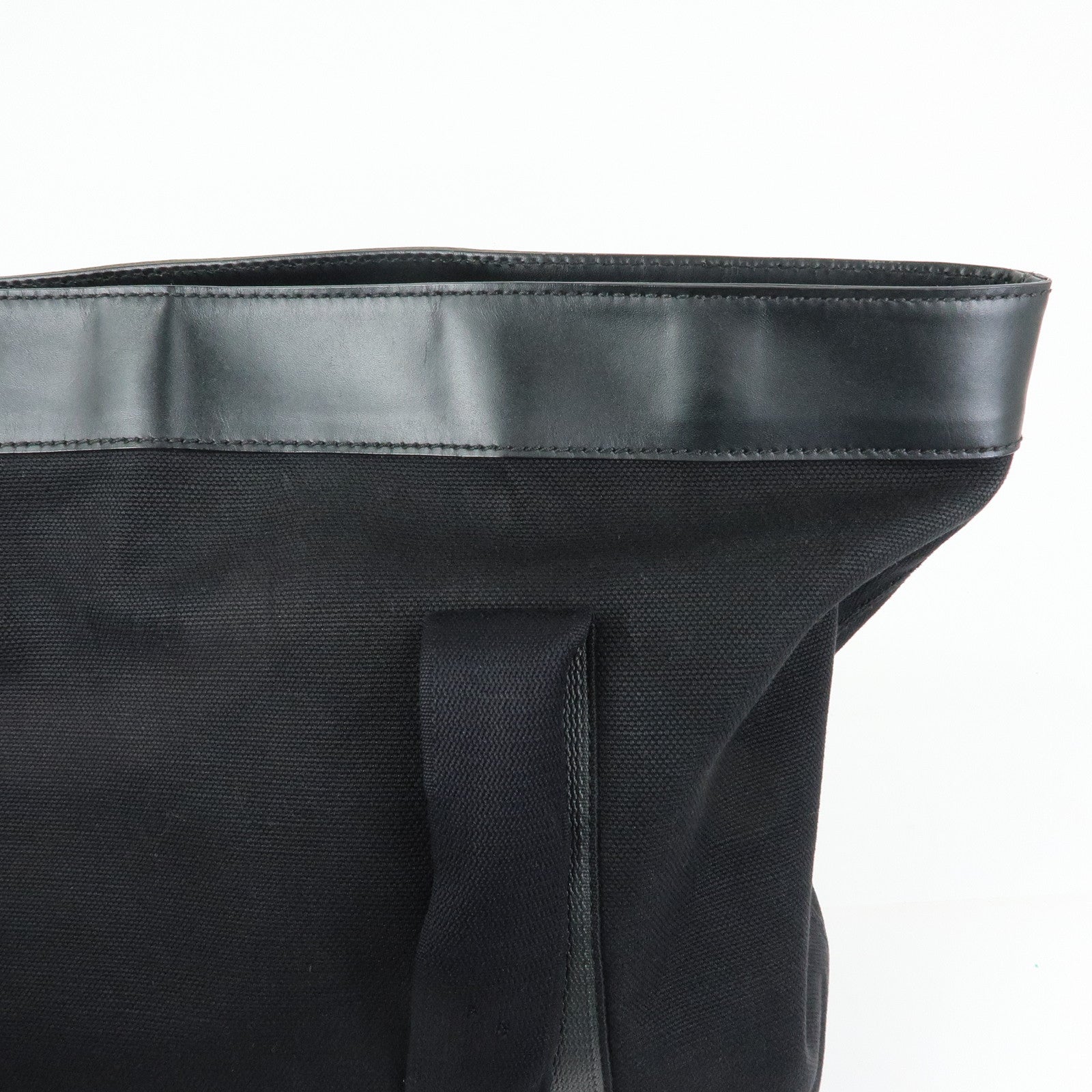 BALENCIAGA Navy Tote Canvas Leather Tote Bag Hand Bag Black 374767