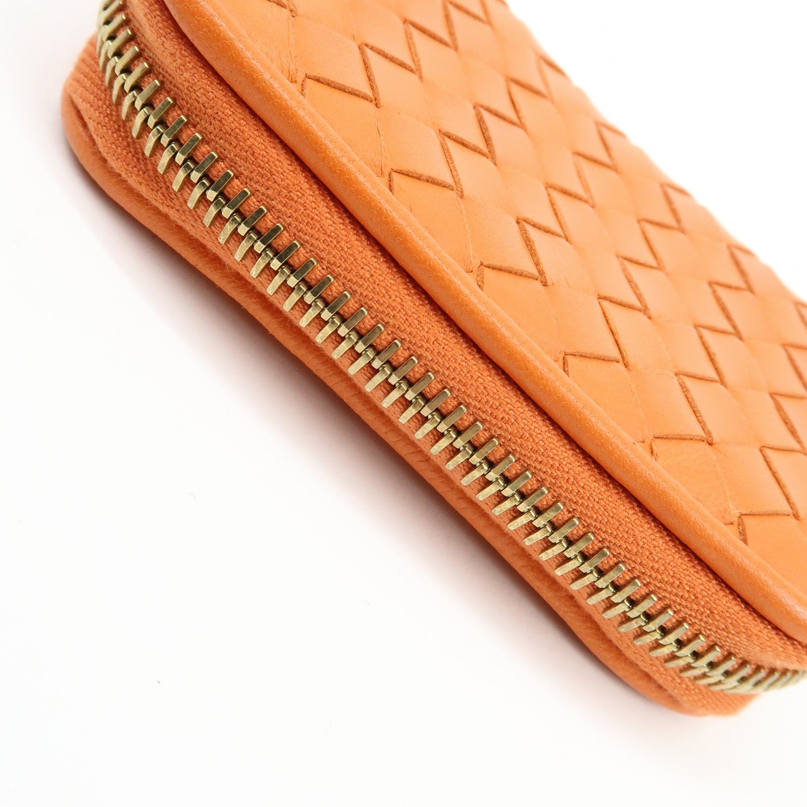 BOTTEGA VENETA Intrecciato Lamb Skin Coin Case Orange 114075