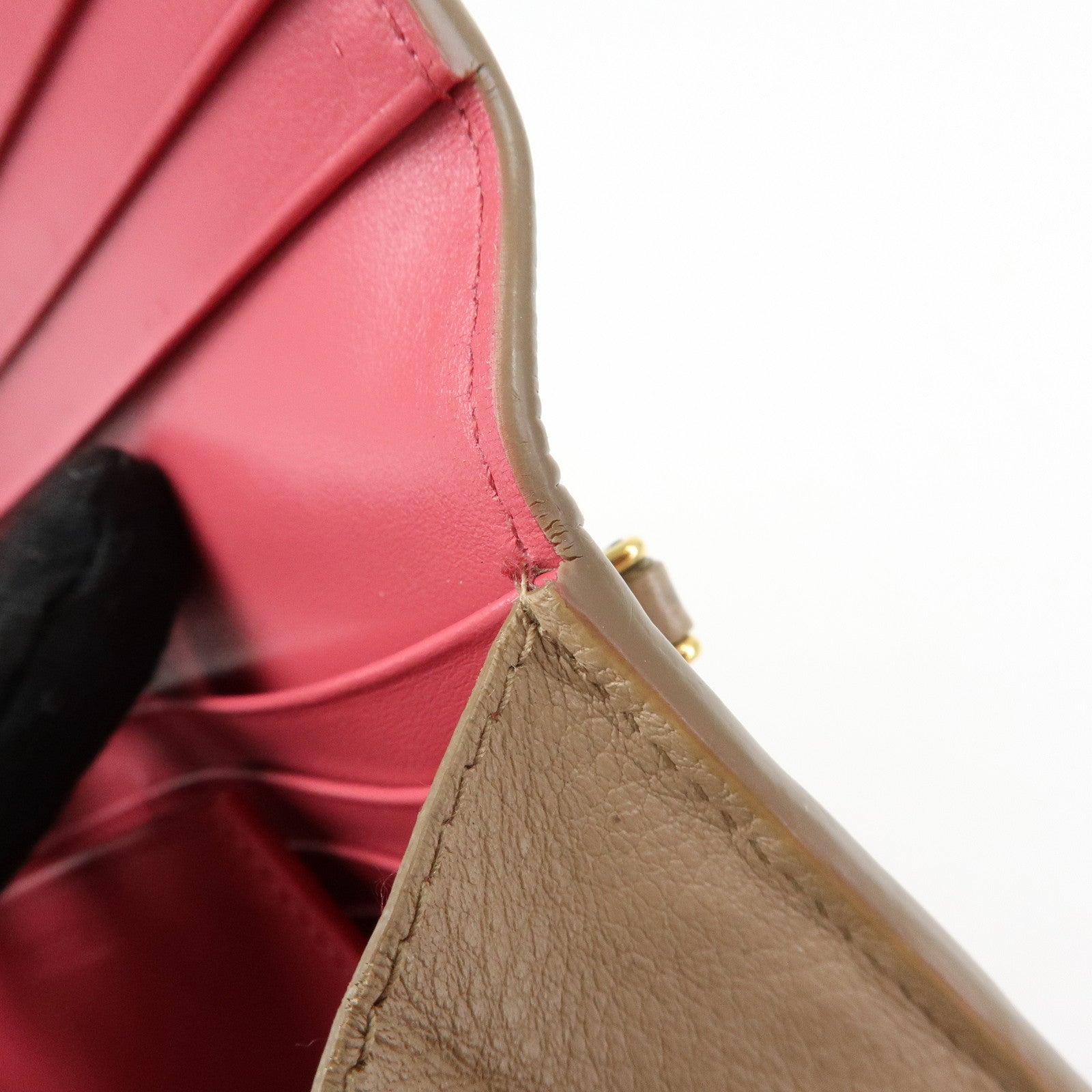 PRADA Saffiano Leather Flap Bi-Fold Long Wallet Pink Beige 1MH132