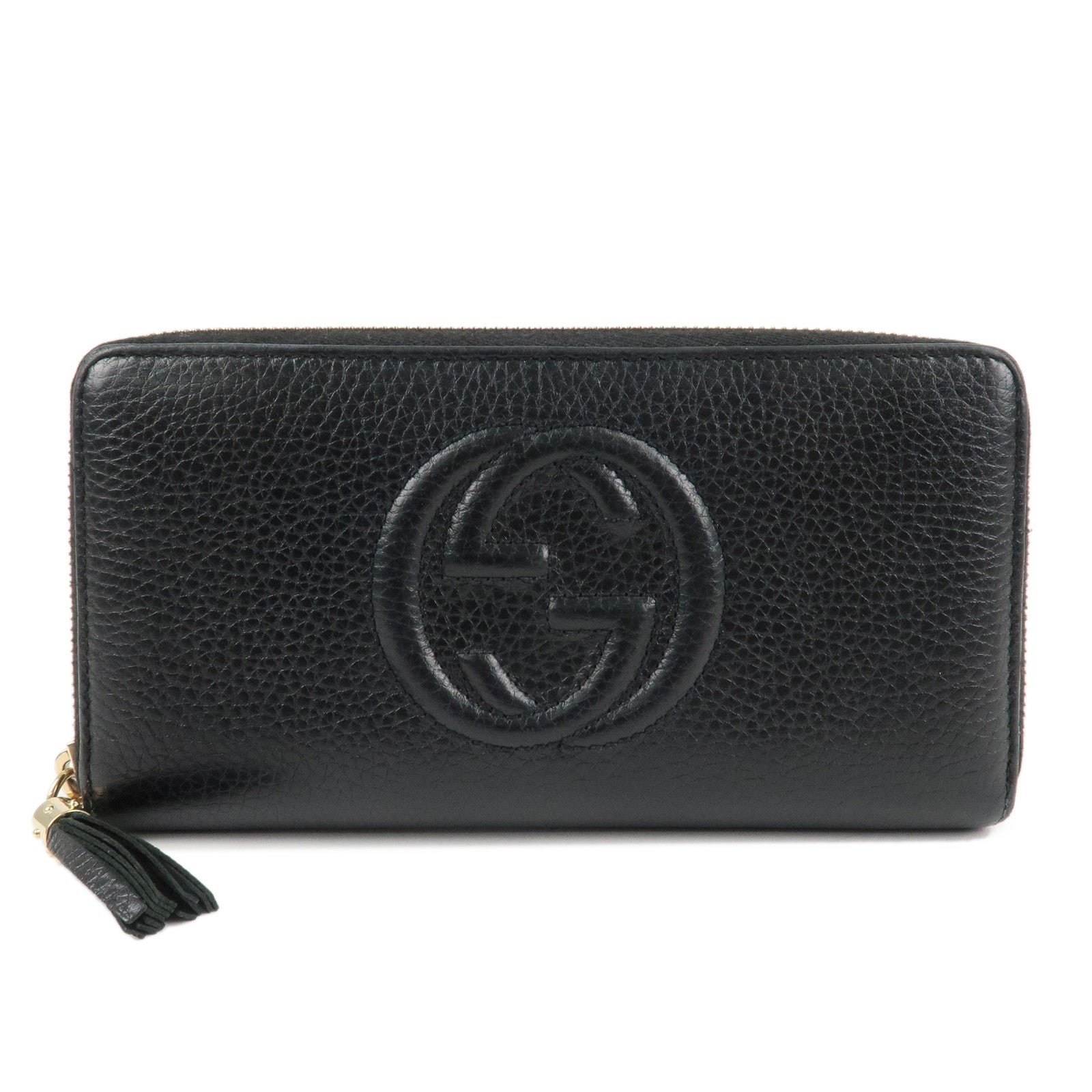 GUCCI SOHO Leather Zip Around Long Wallet Black Used