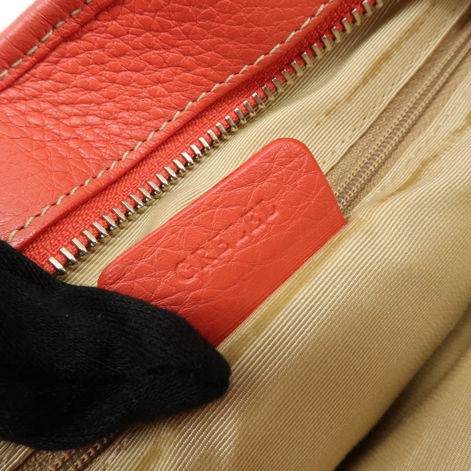 BVLGARI Logo Mania Jacquard Leather Tote Bag Hand Bag Beige Red