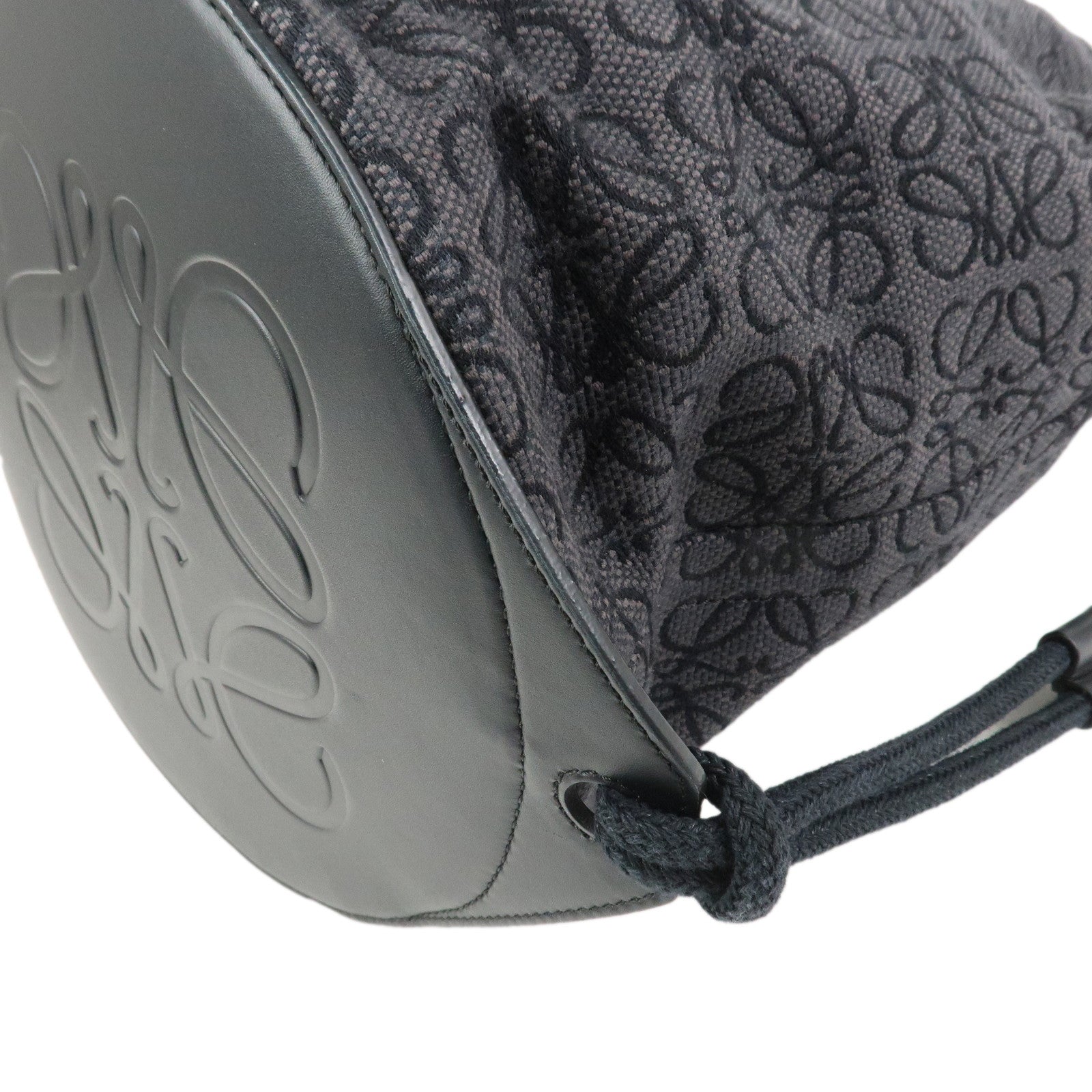 LOEWE Repeat Anagram Knot Jacguard Calf Leather Backpack Black