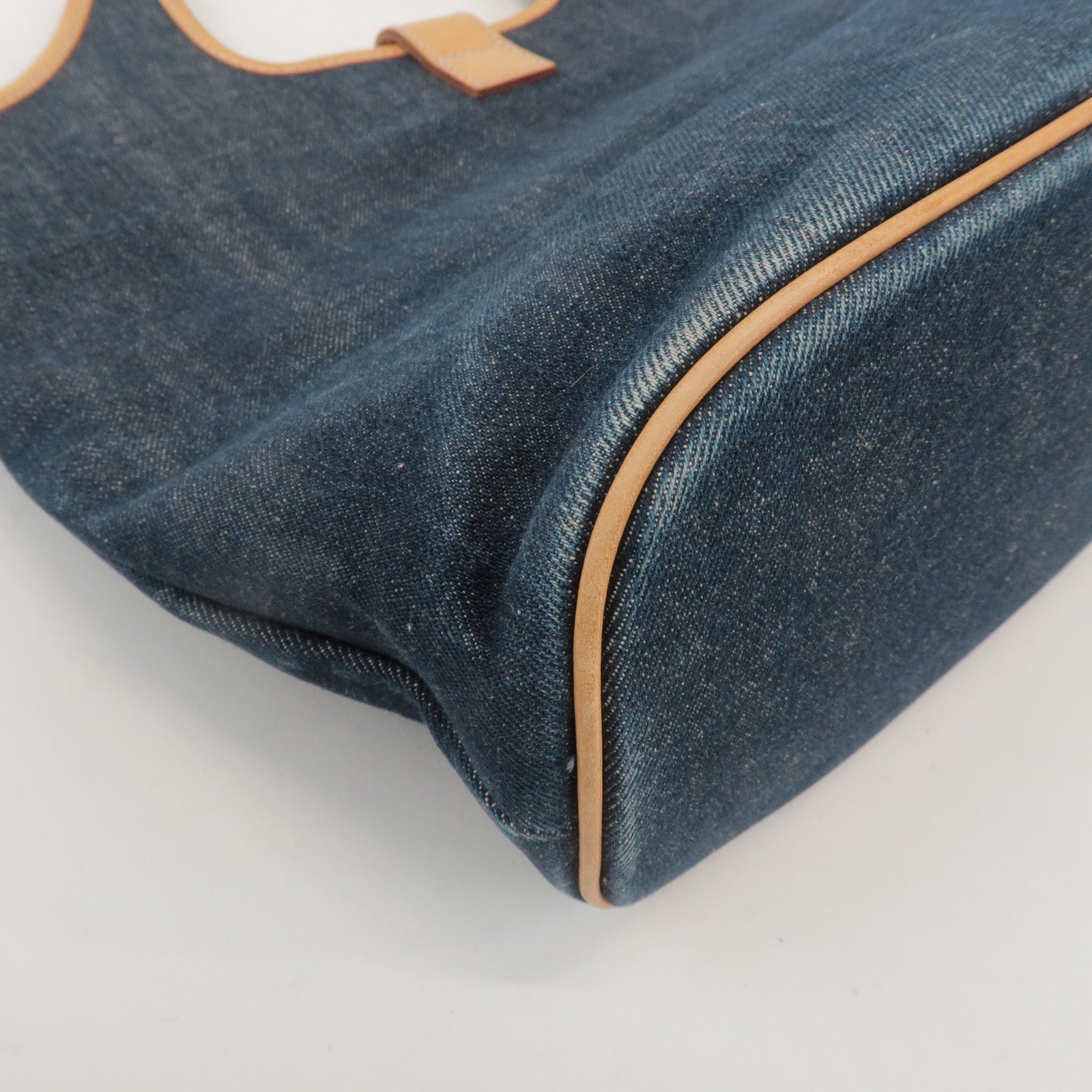 BURBERRY Blue Label Denim Leather Hand Bag Tote Bag Indigo Blue