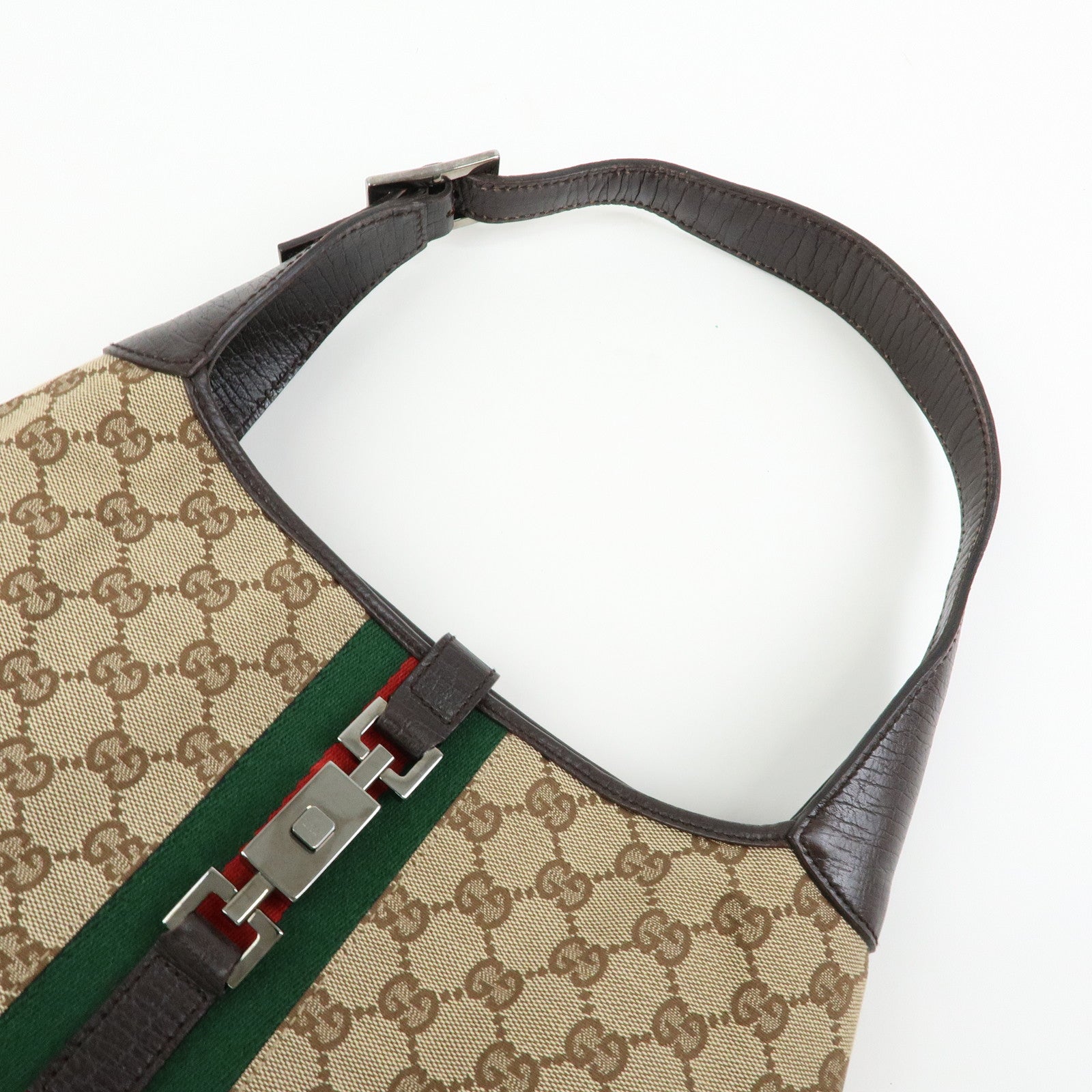 GUCCI Sherry Jackie GG Canvas Leather Shoulder Bag Hand Bag 00963