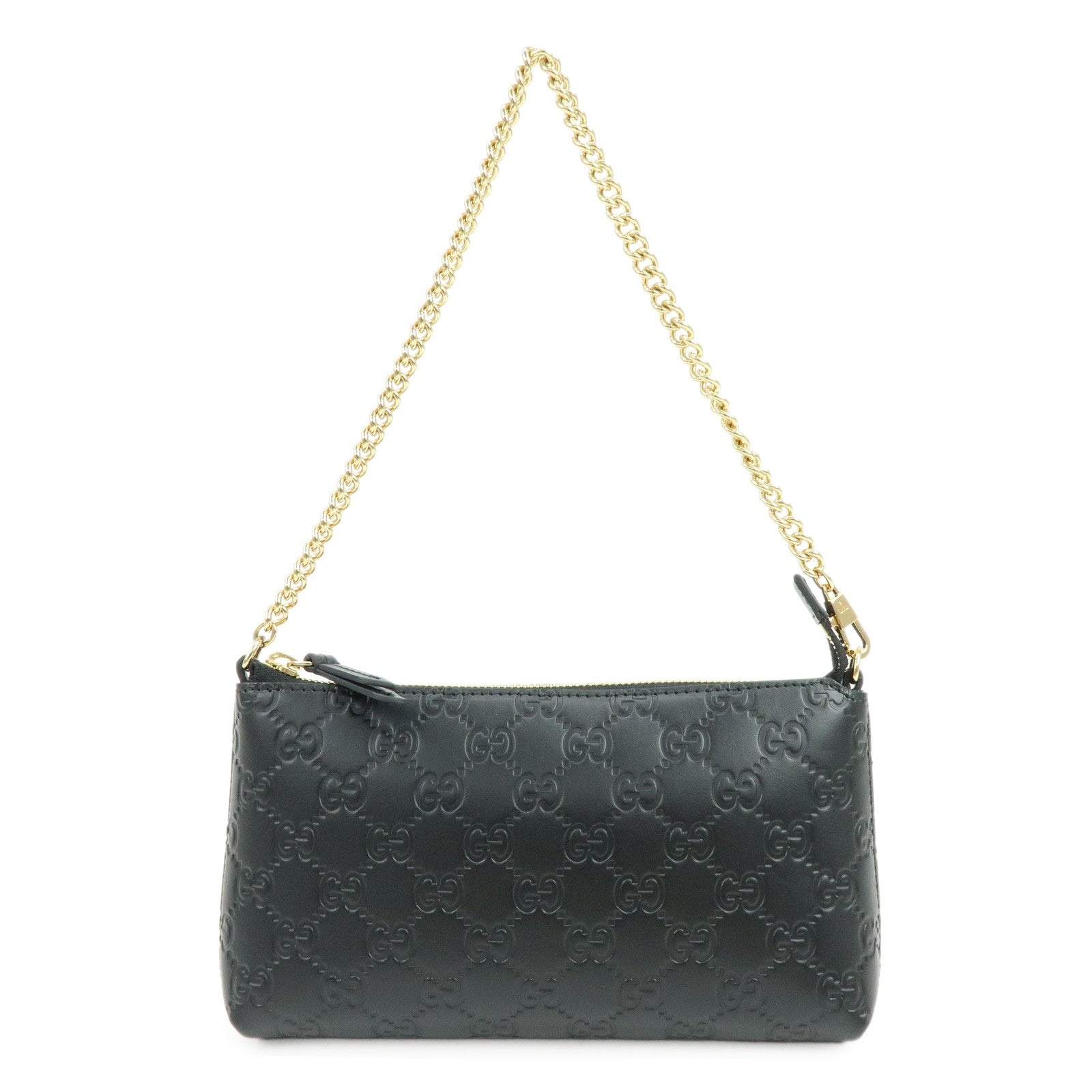 GUCCI Guccissima Leather Chain Shoulder Bag Hand Bag Black 428449