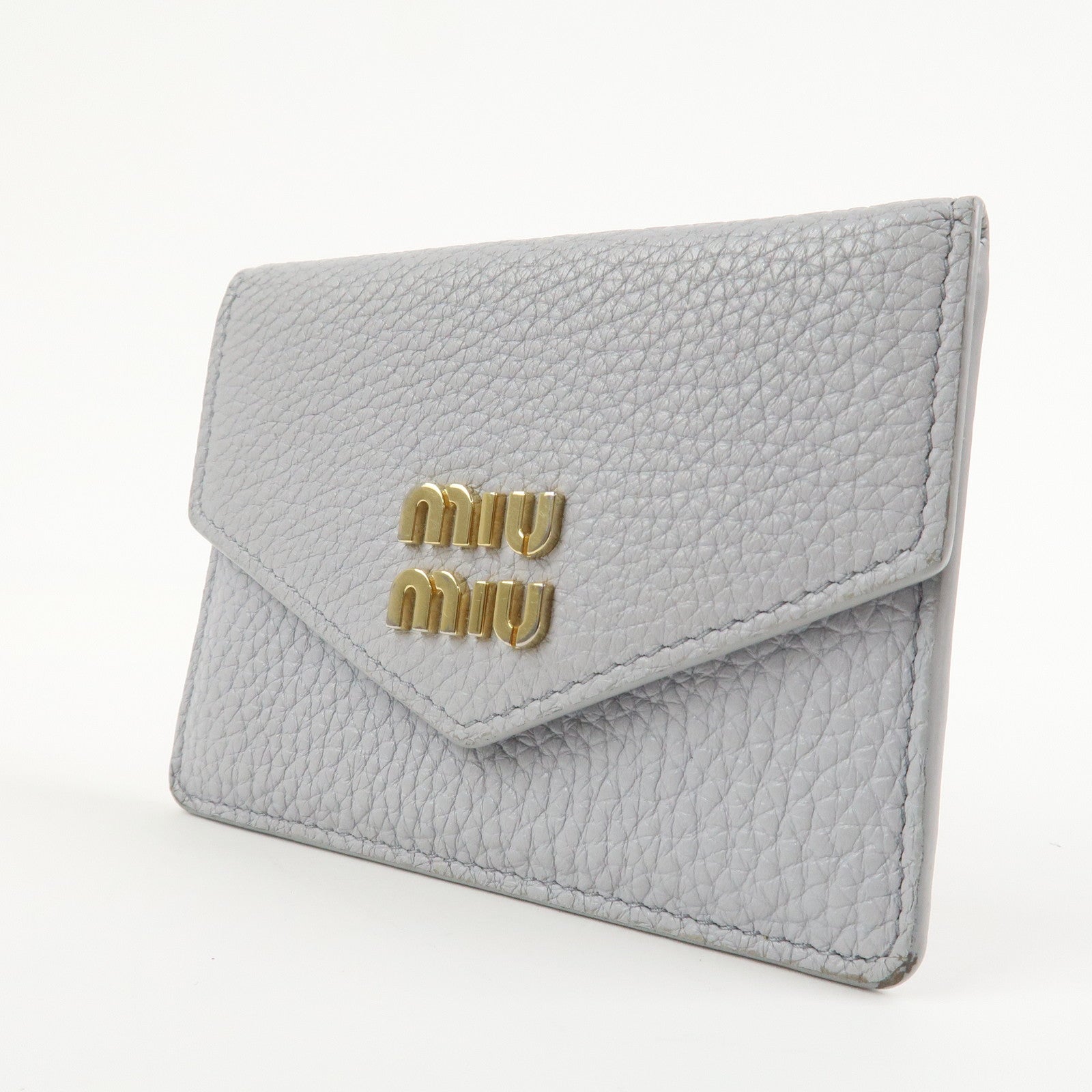 MIU MIU Vitello Daino Leather Card Case Light Blue 5MF031