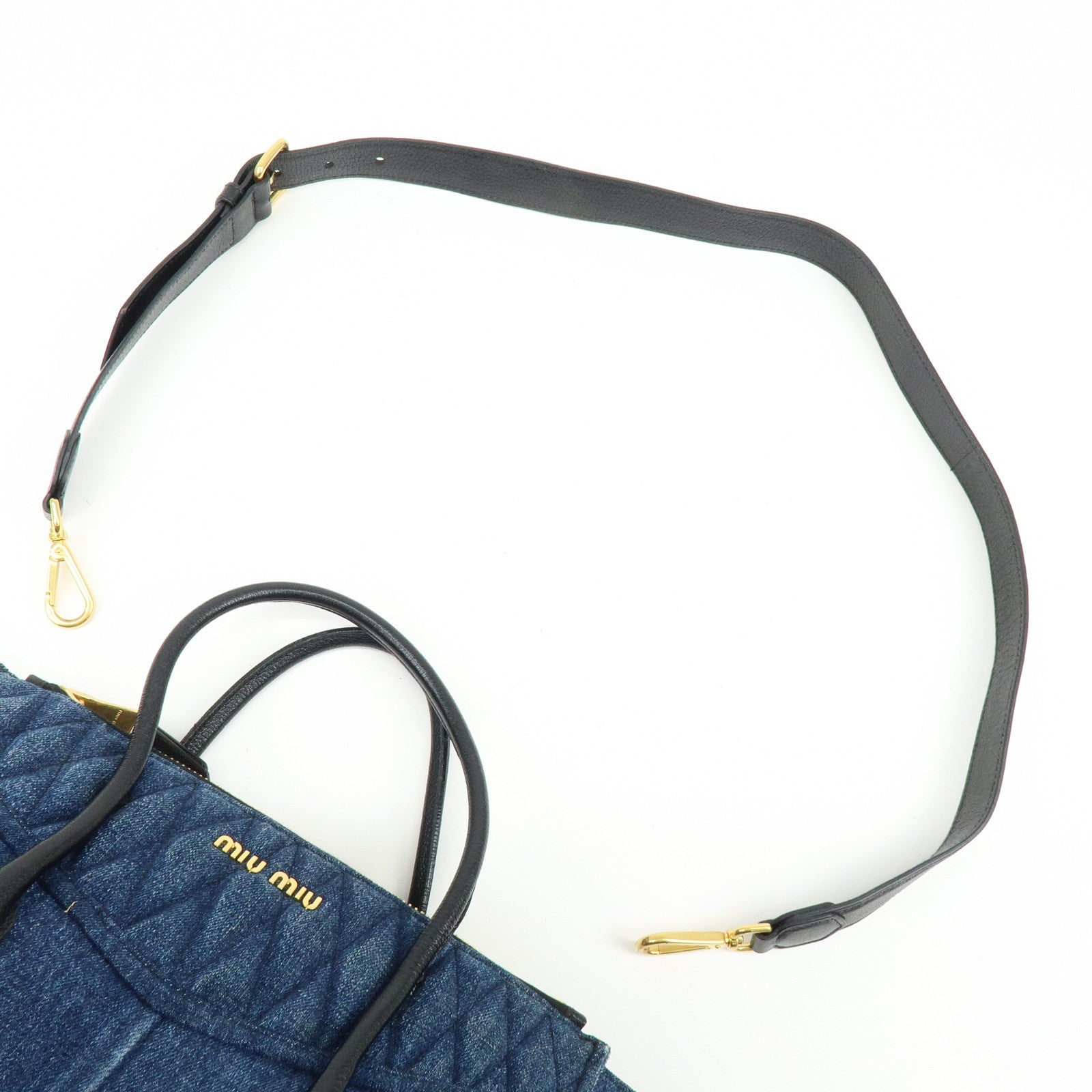 MIU MIU Biker Denim Leather 2Way Bag Hand Bag Shoulder Bag RN1031