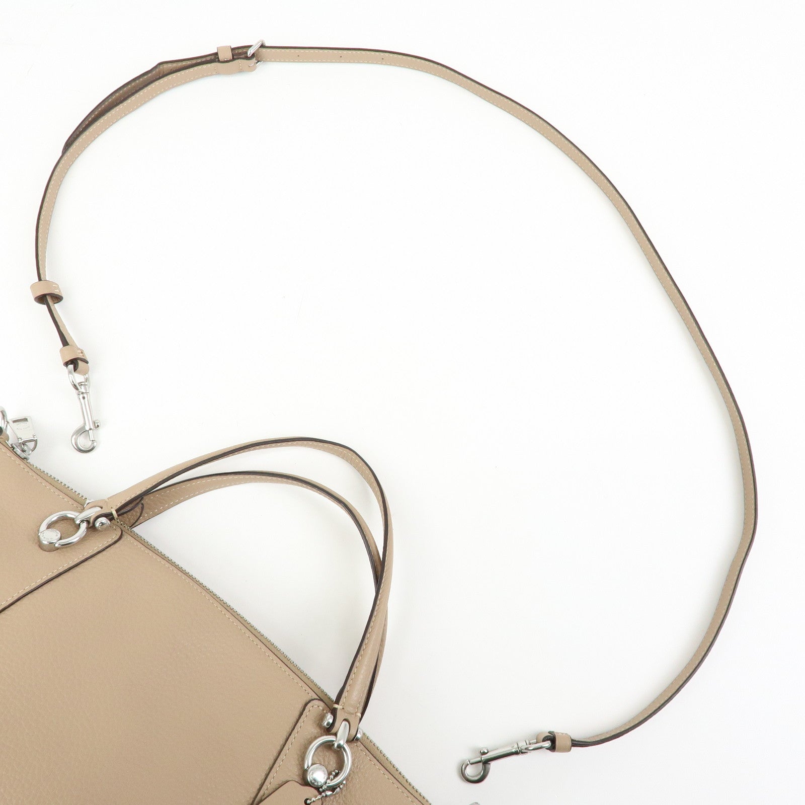 COACH Kacey Satchel Leather 2Way Shoulder Bag Hand Bag Beige