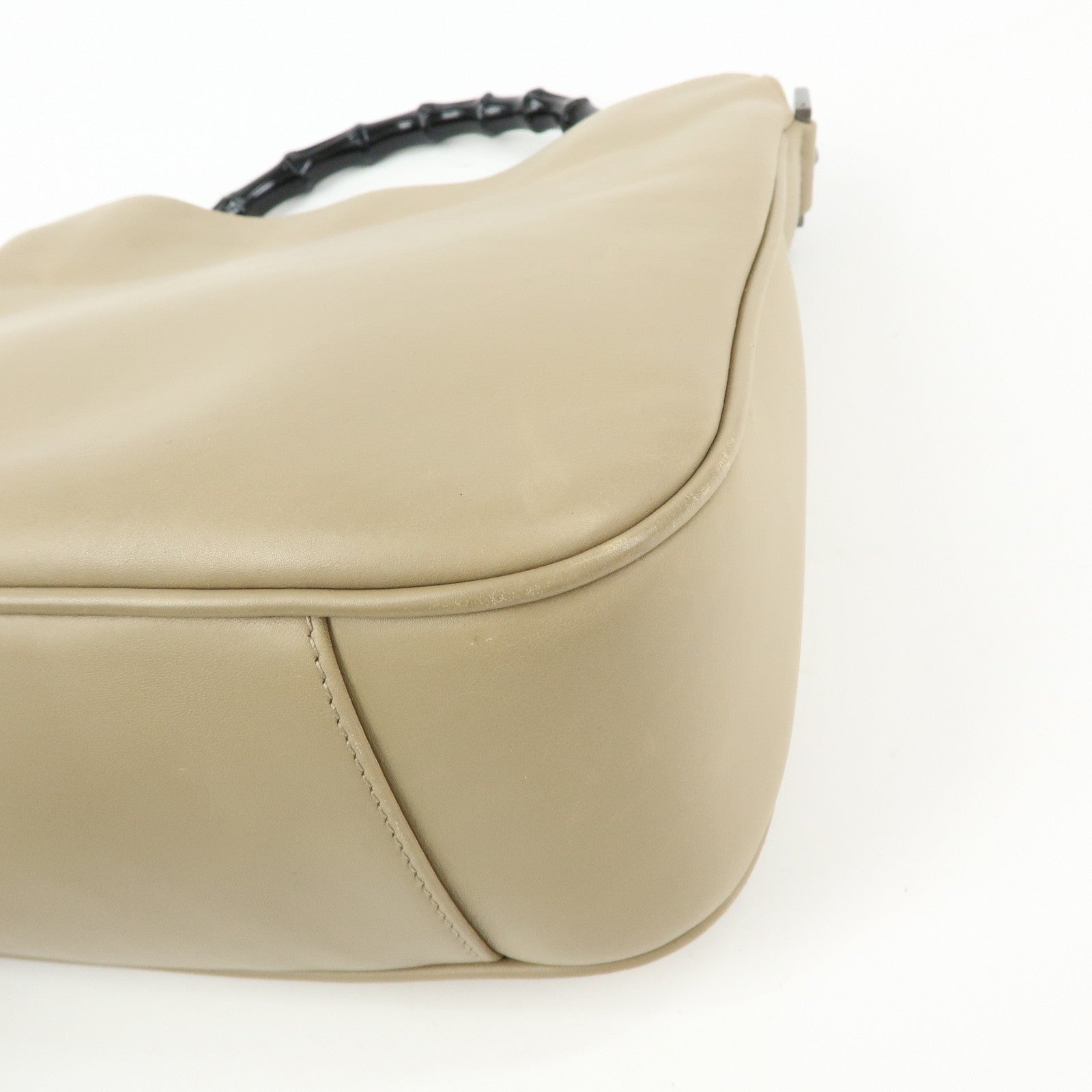 GUCCI Bamboo Leather 2Way Hand Bag Shoulder Bag Beige 001・1638・2684
