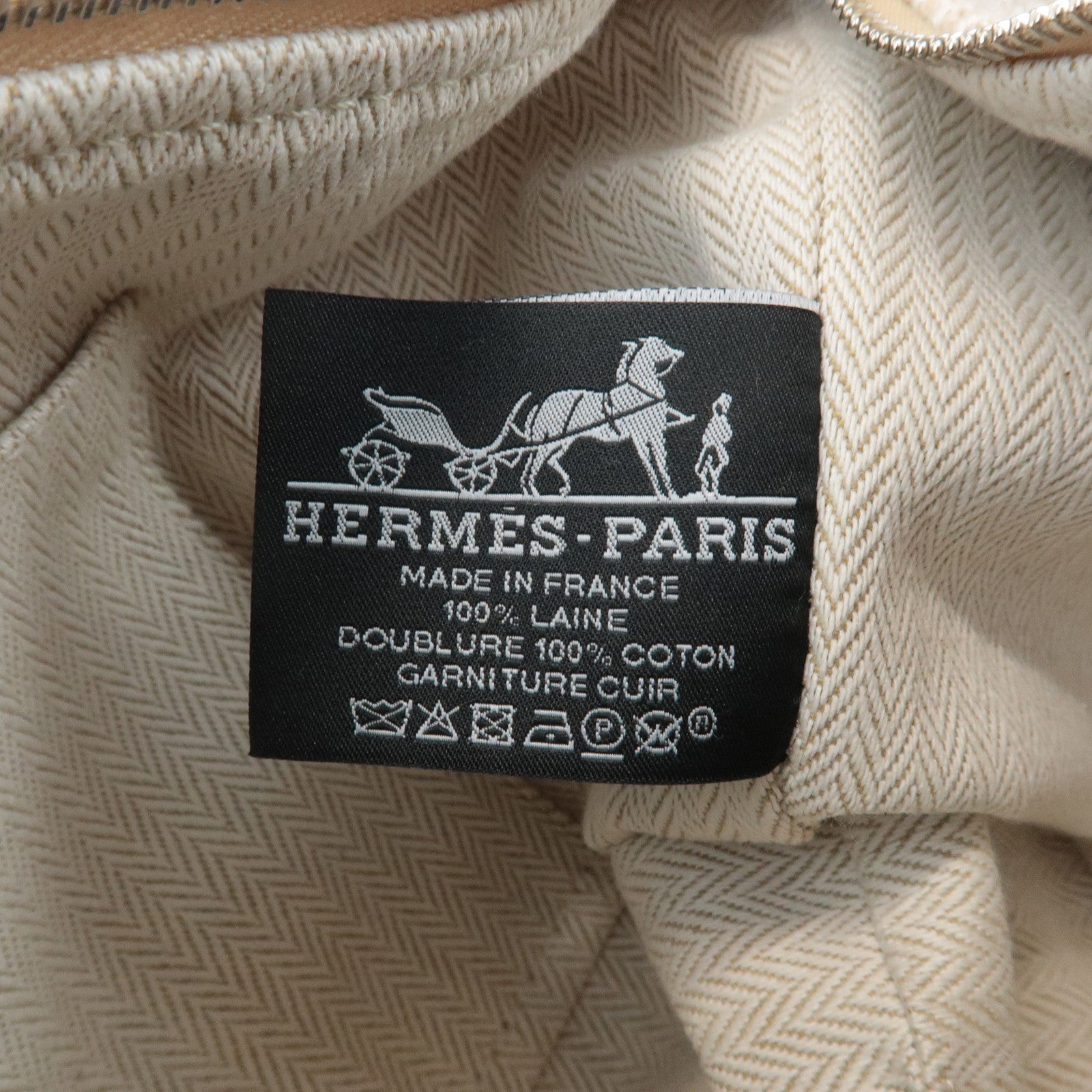 HERMES Wool Bride A Brac PM Hand Bag Silver Hardware Used