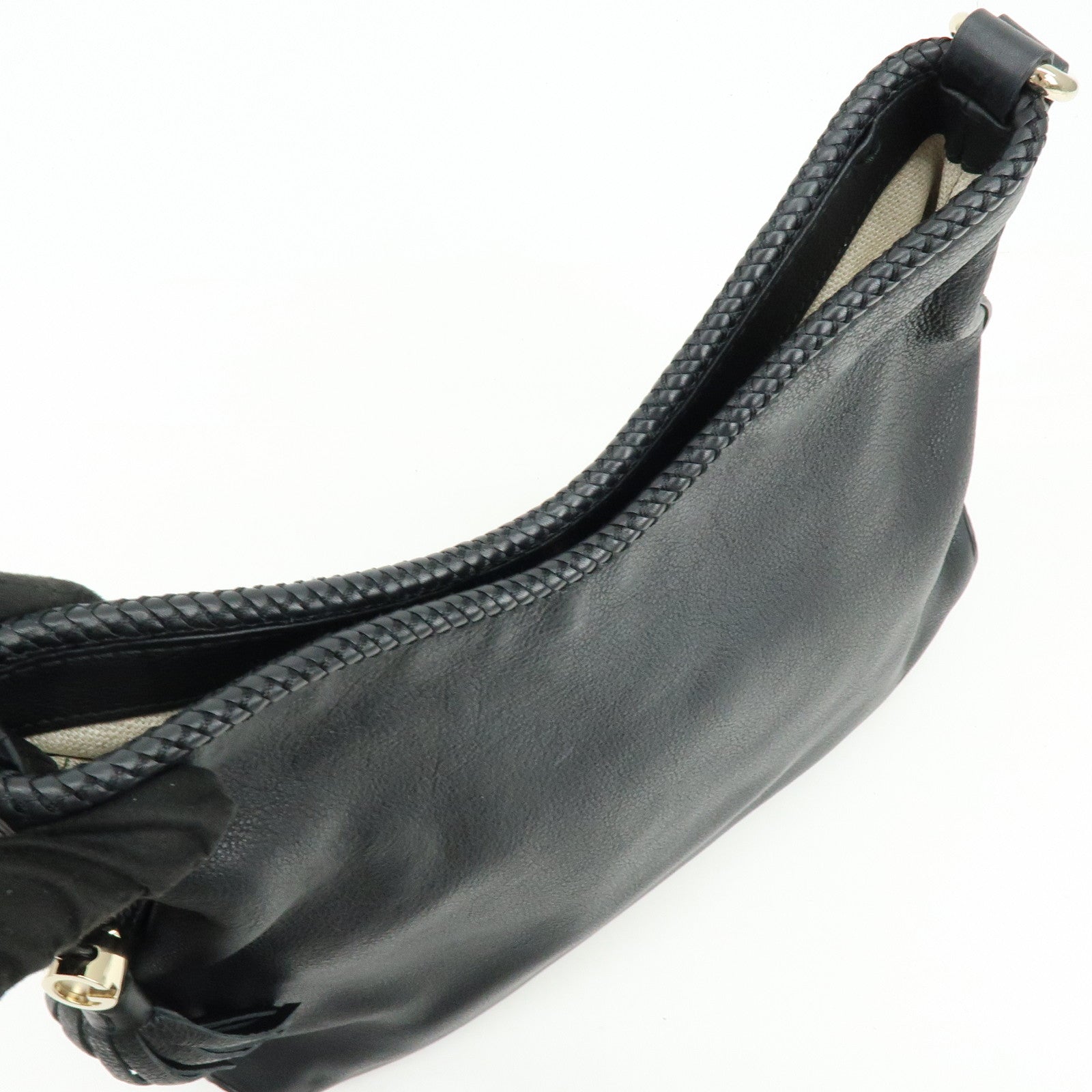 GUCCI Marrakech Leather Shoulder Bag Black 257026