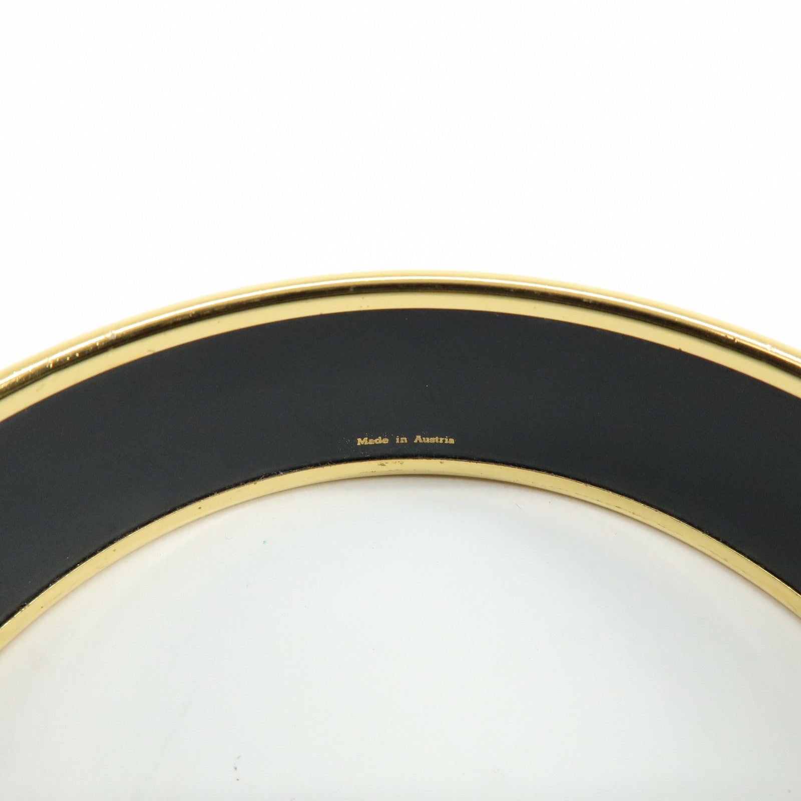 HERMES Email GM Gold Plated Bangle Bracelet Blue Multicolor