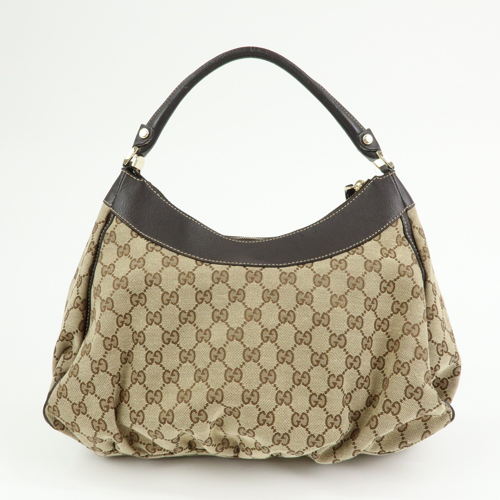 GUCCI Abbey GG Canvas Leather Shoulder Bag Hand Bag Brown 189833