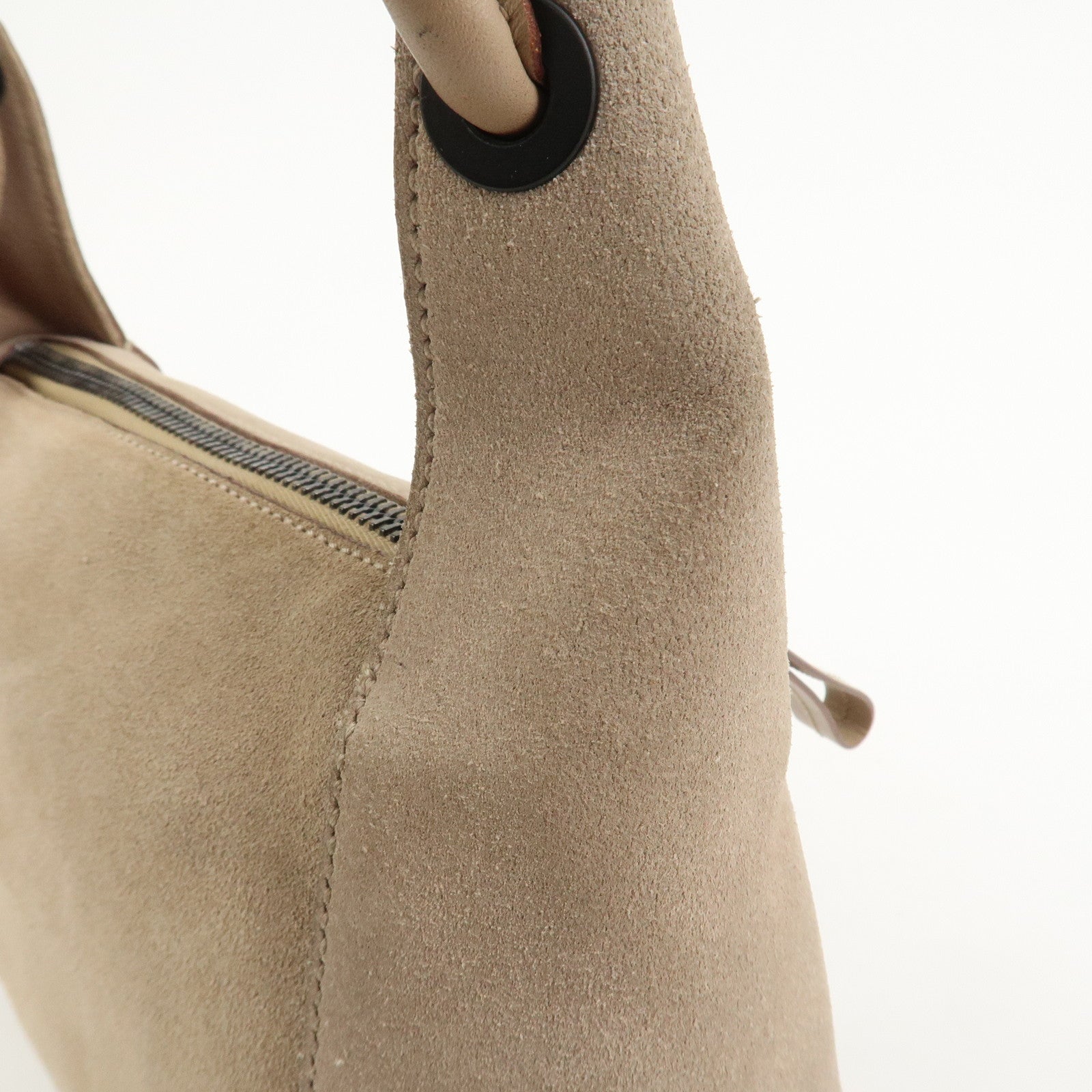 GUCCI Logo Suede Shoulder Bag Hand Bag Beige 101333