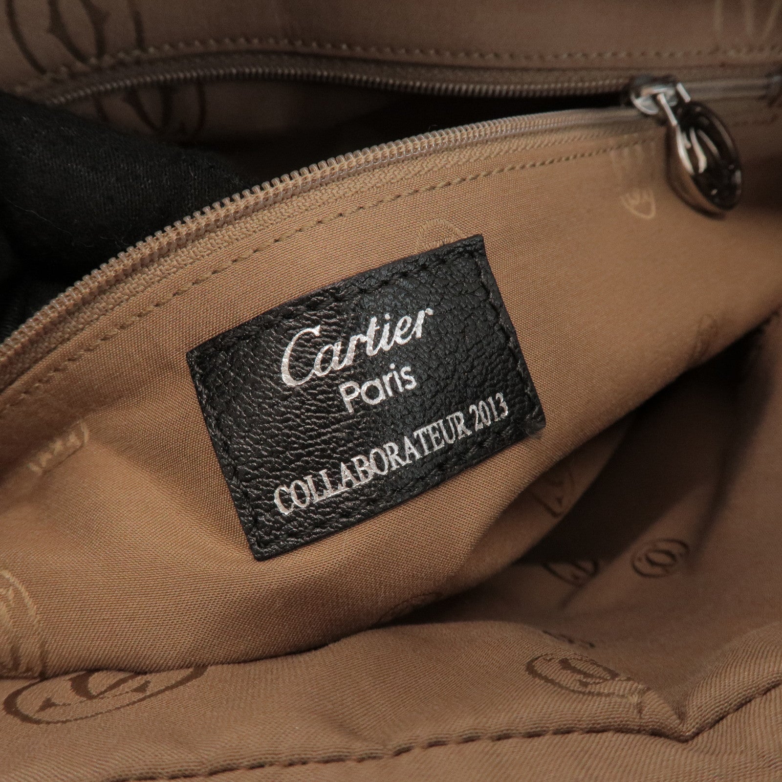 Cartier Must de Cartier Leather Hand Bag Tote Bag Black