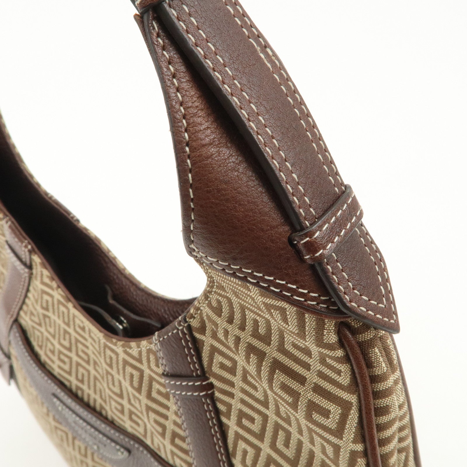 GIVENCHY 4G Logo Canvas Leather Hand Bag Shoulder Bag Beige Brown