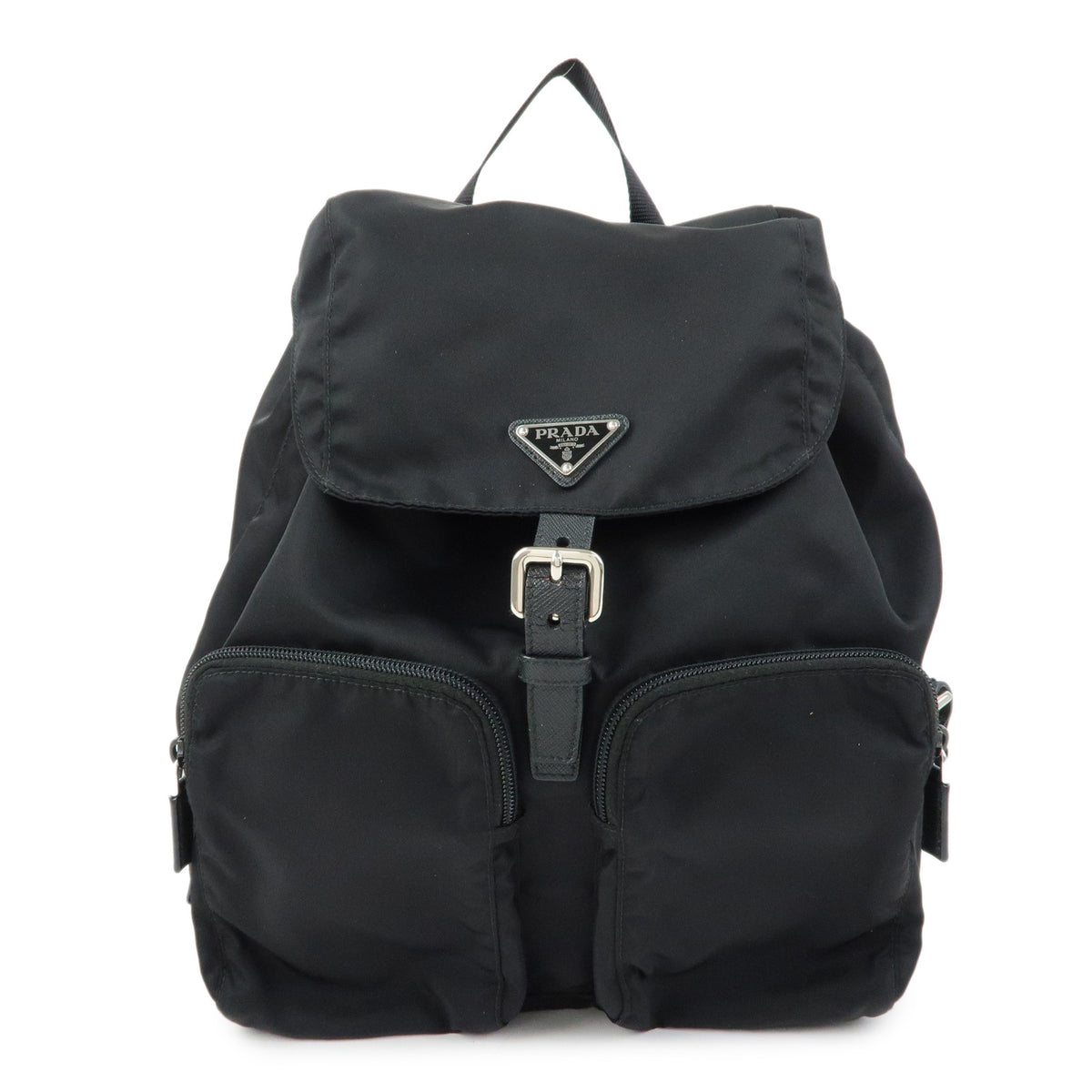 PRADA Prada Triangle Backpack Rucksack Daypack Nylon NERO Black Purchased at Black Re-nylon And Leather Backpack | PRADA main image 3
