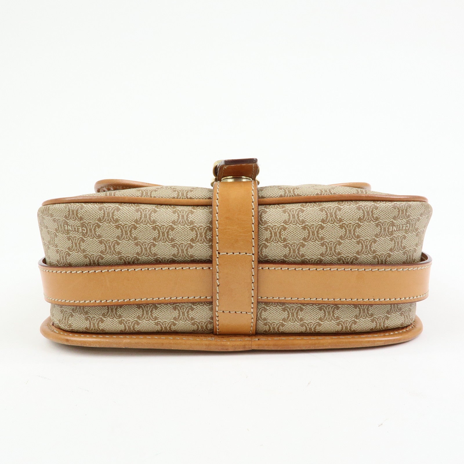 CELINE Macadam PVC Leather Shoulder Bag Beige Brown