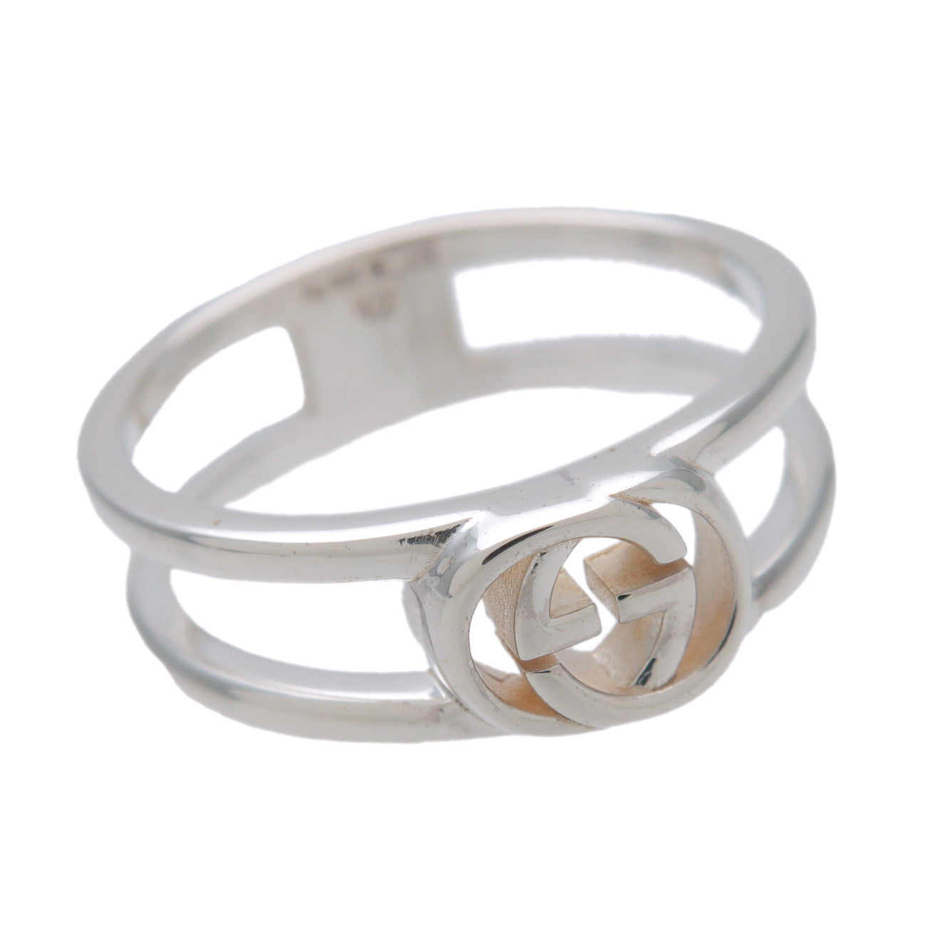 GUCCI Interlocking G Open Band SV925 Ring Silver #12 298036