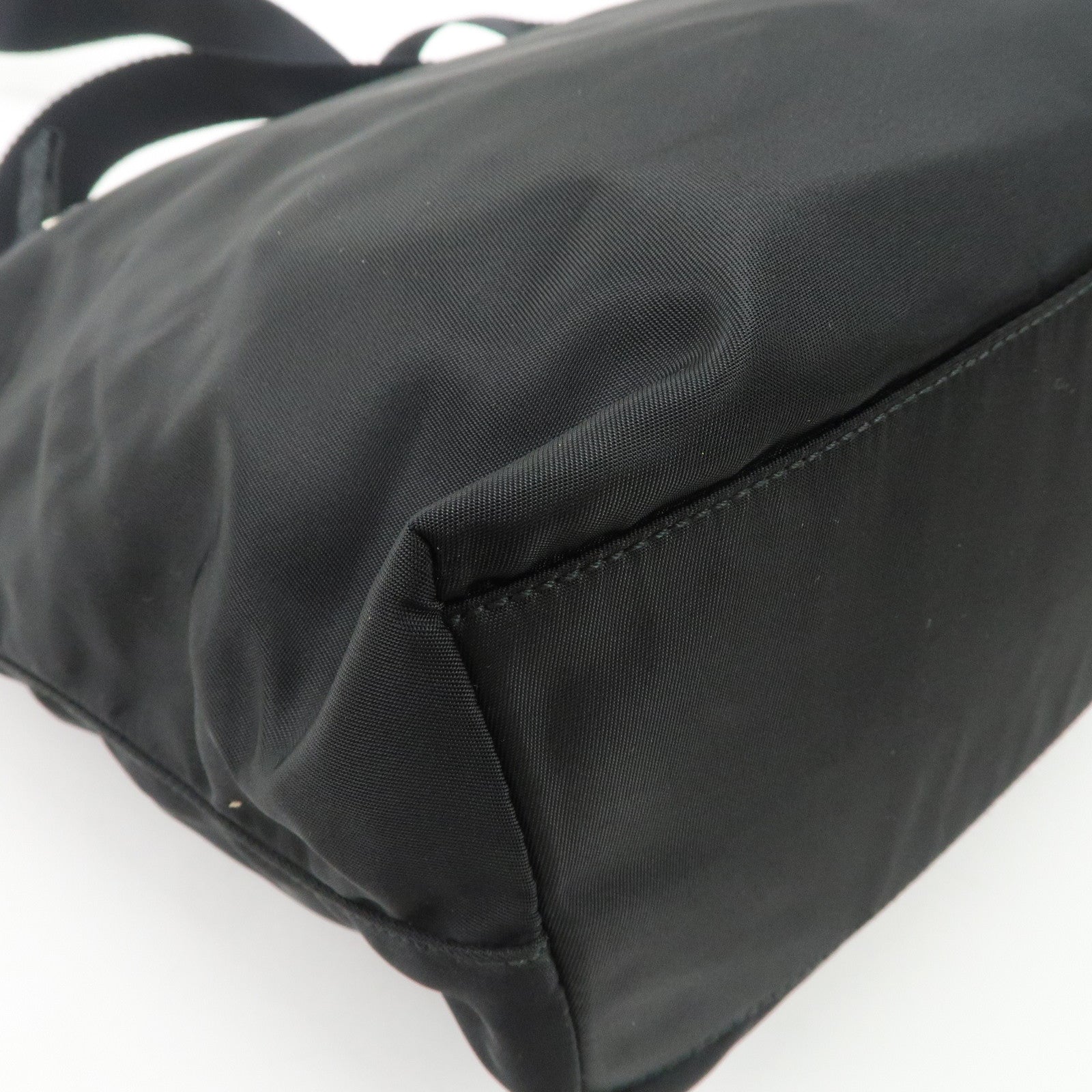 PRADA Triangle Logo Nylon Tote Bag Shoulder Bag Hand Bag Black