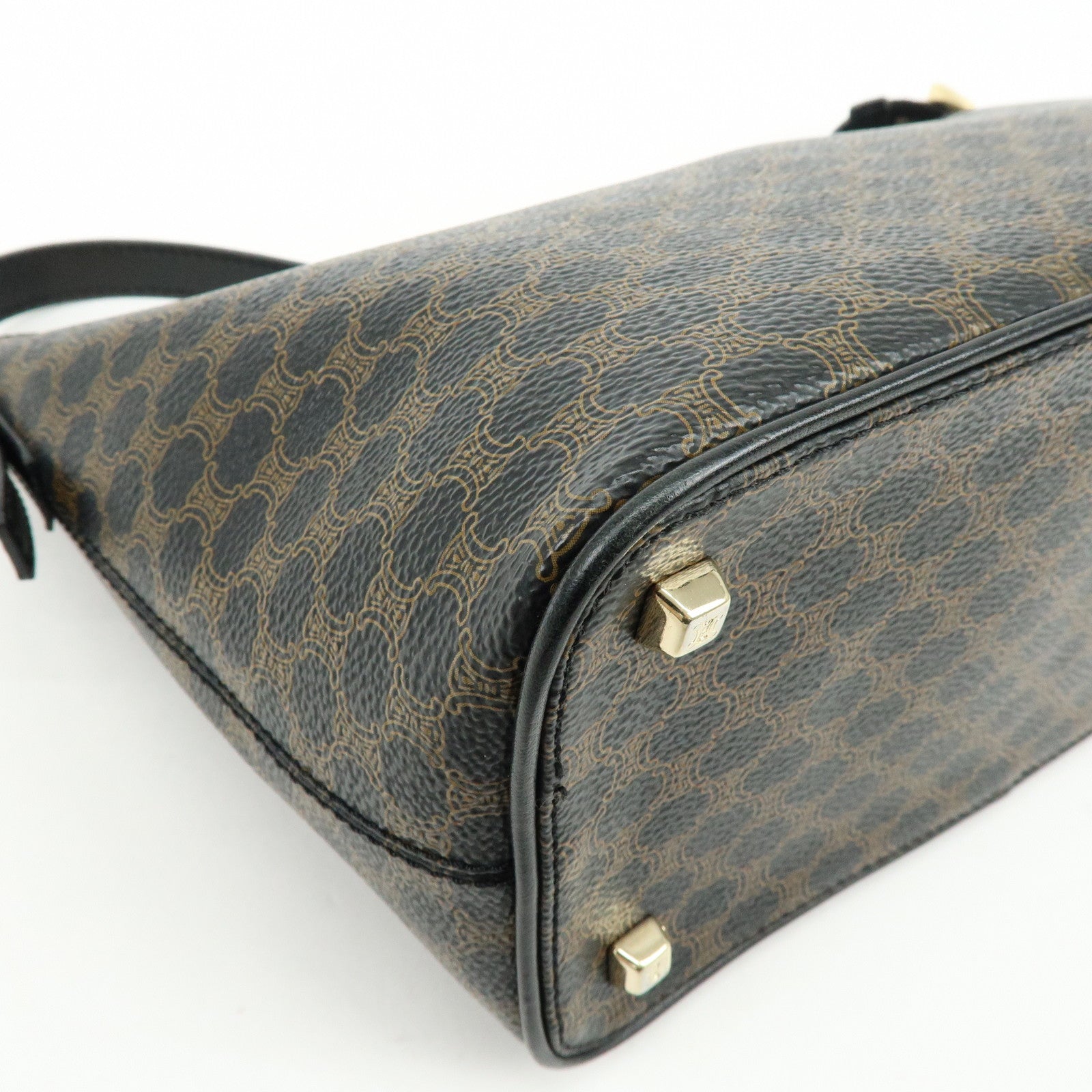 CELINE Macadam PVC Leather Shoulder Bag Hand Bag Black Brown