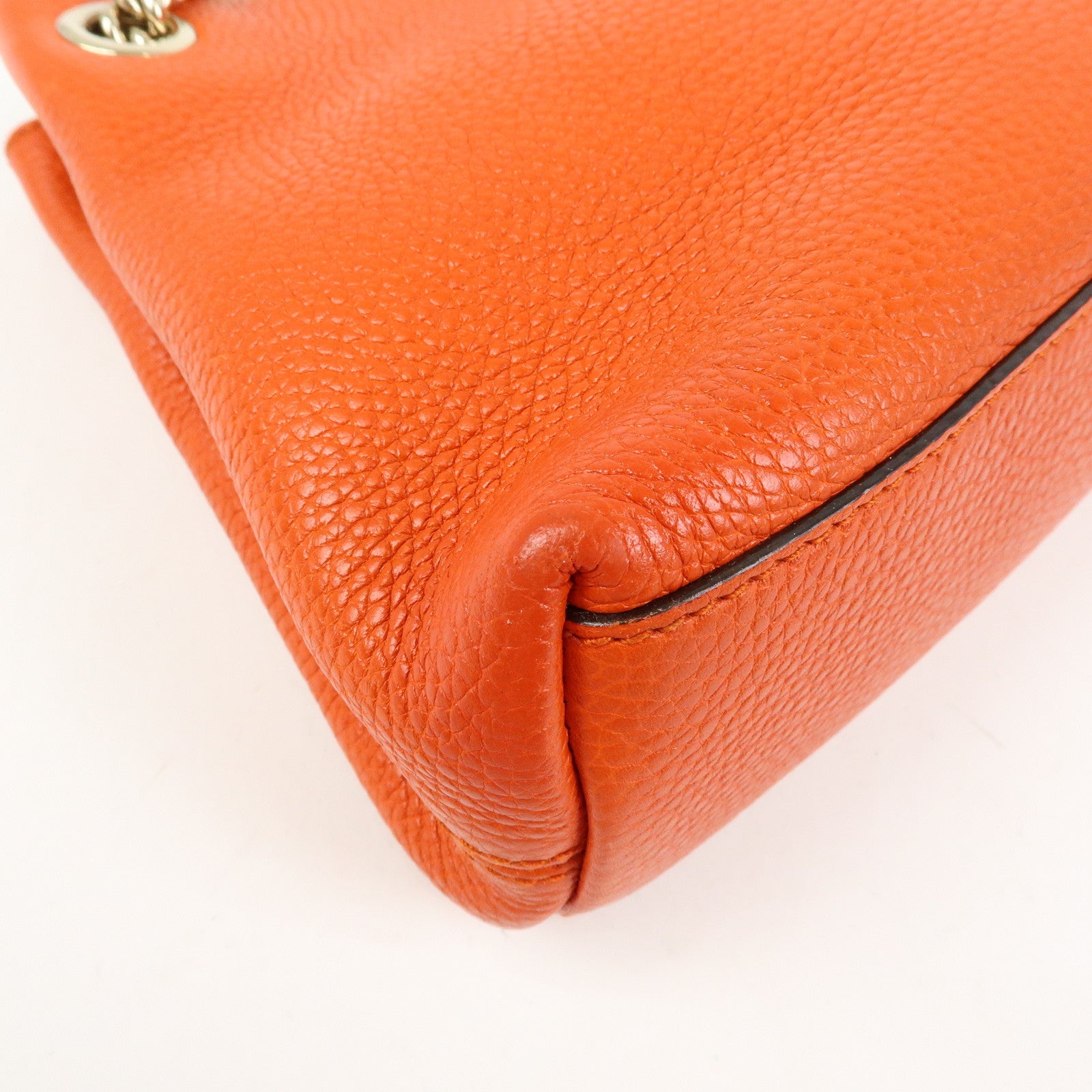 GUCCI SOHO Leather Tassel Chain Shoulder Bag Orange 387043