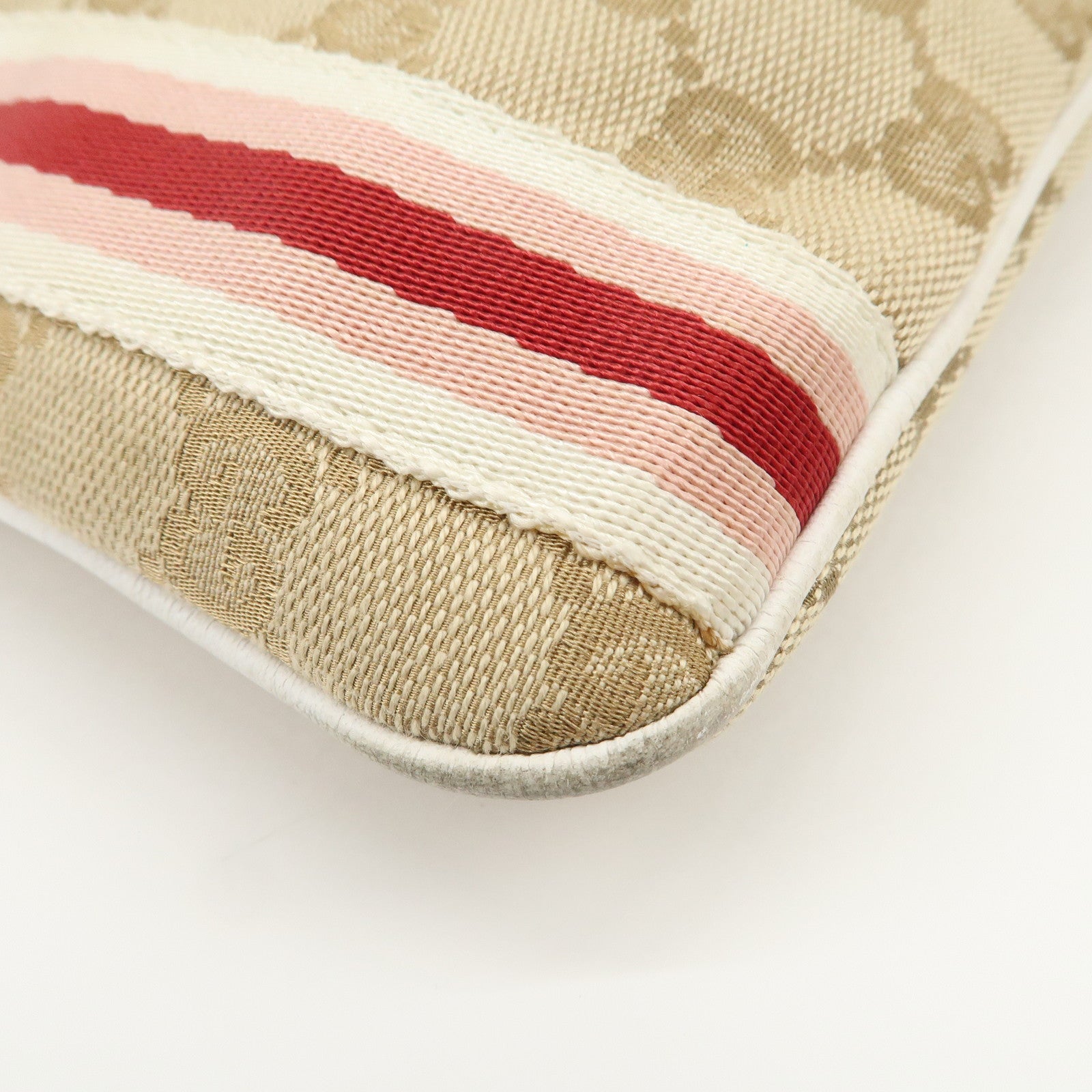 GUCCI Sherry GG Canvas Leather Shoulder Bag Beige Pink 144388