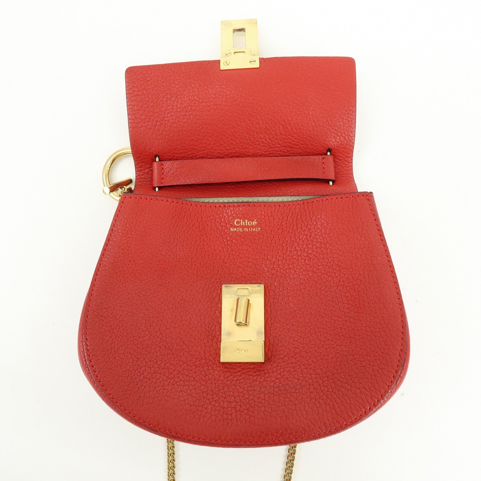 Chloe Drew Leather Chain Shoulder Bag Crossbody Bag Red