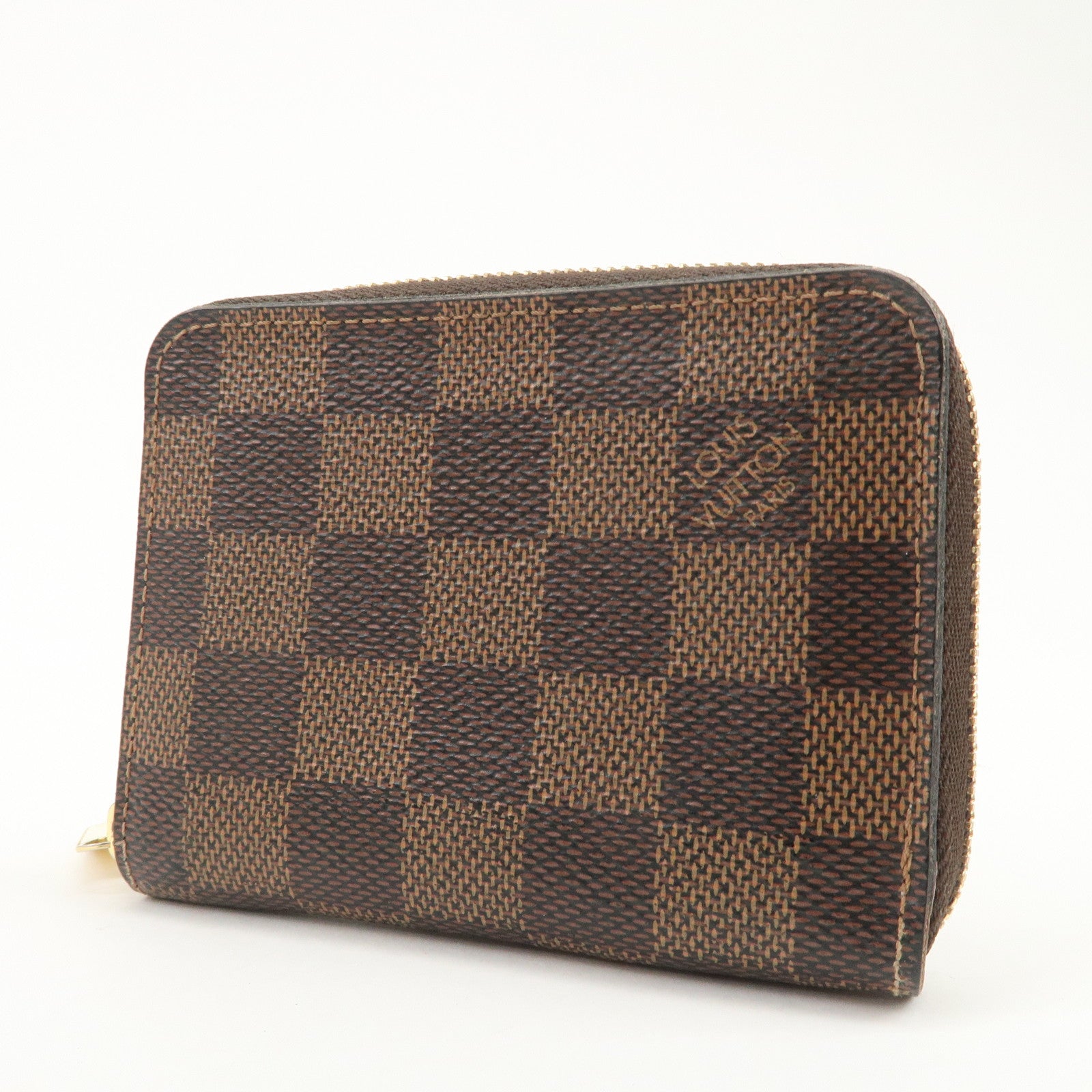 Louis Vuitton Damier Zippy Round Coin Purse Damier Ebene N60213