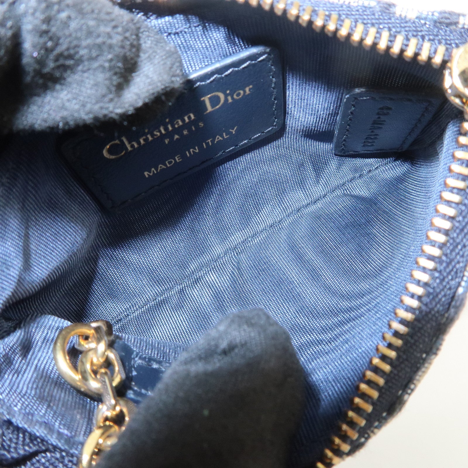 Christian Dior Trotter Canvas Leather Coin Case Key Case Navy