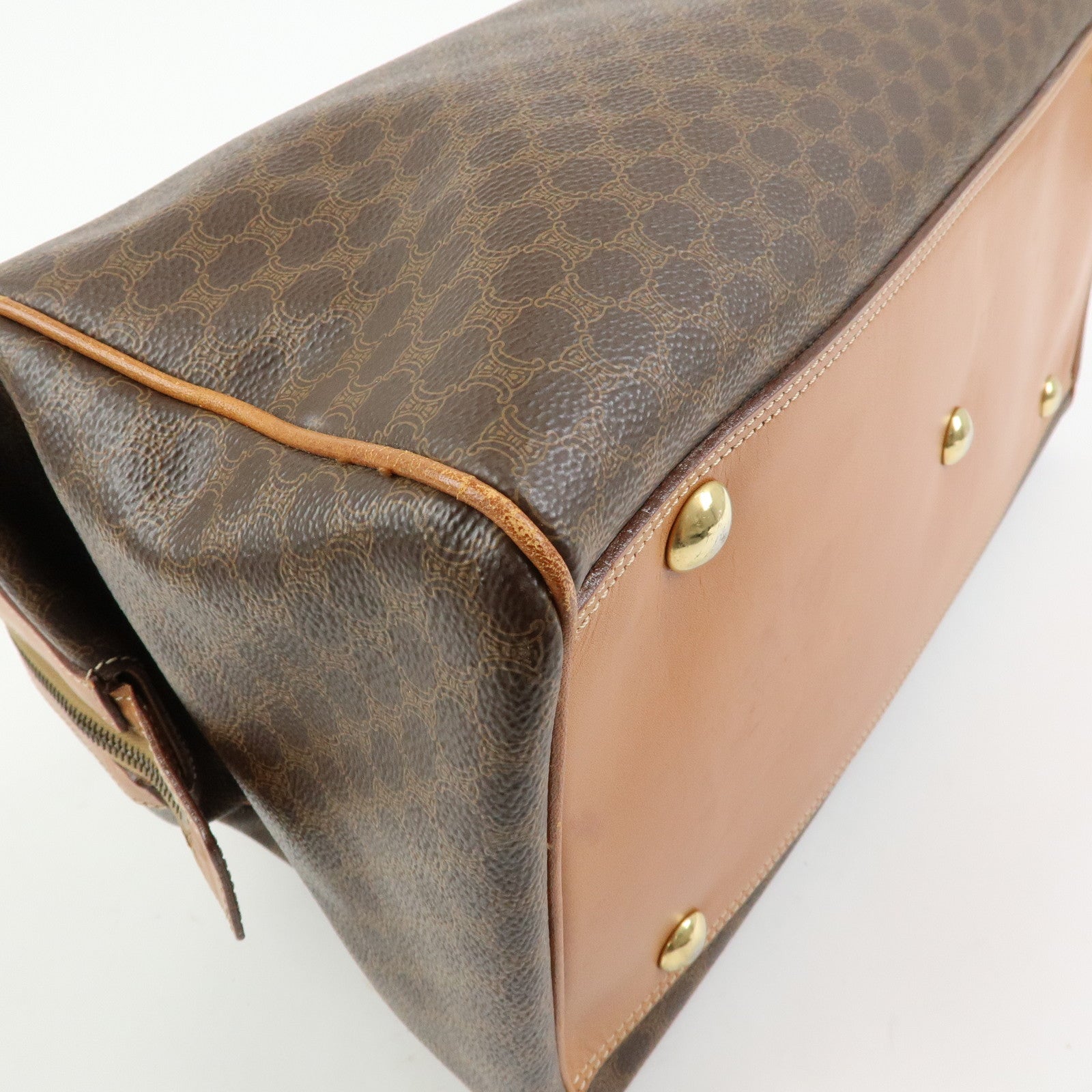 CELINE Macadam PVC Leather 2WAY Bag Boston Bag Shoulder Bag Brown