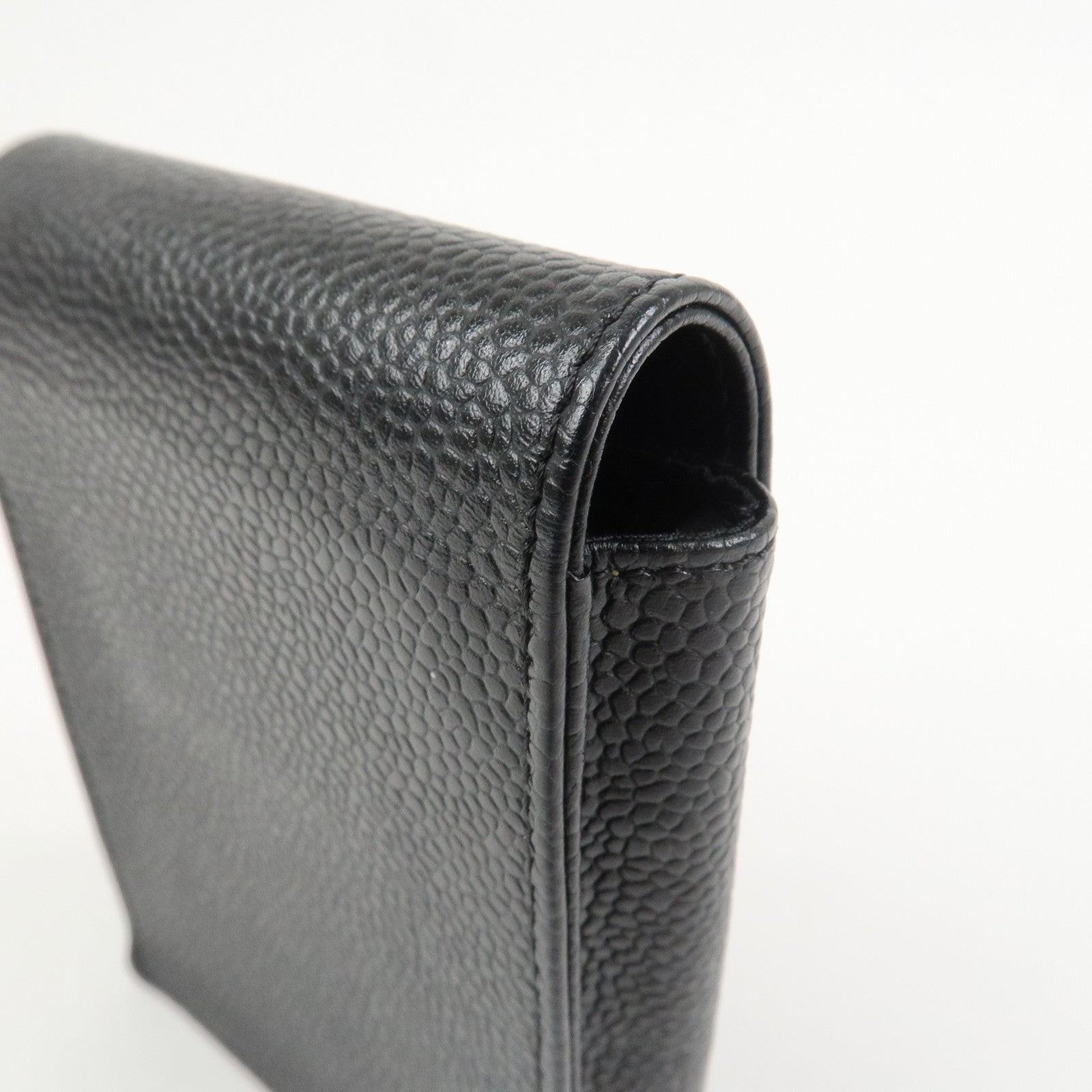 CHANEL COCO Mark Caviarskin Cigarette Case Black Noir A13511