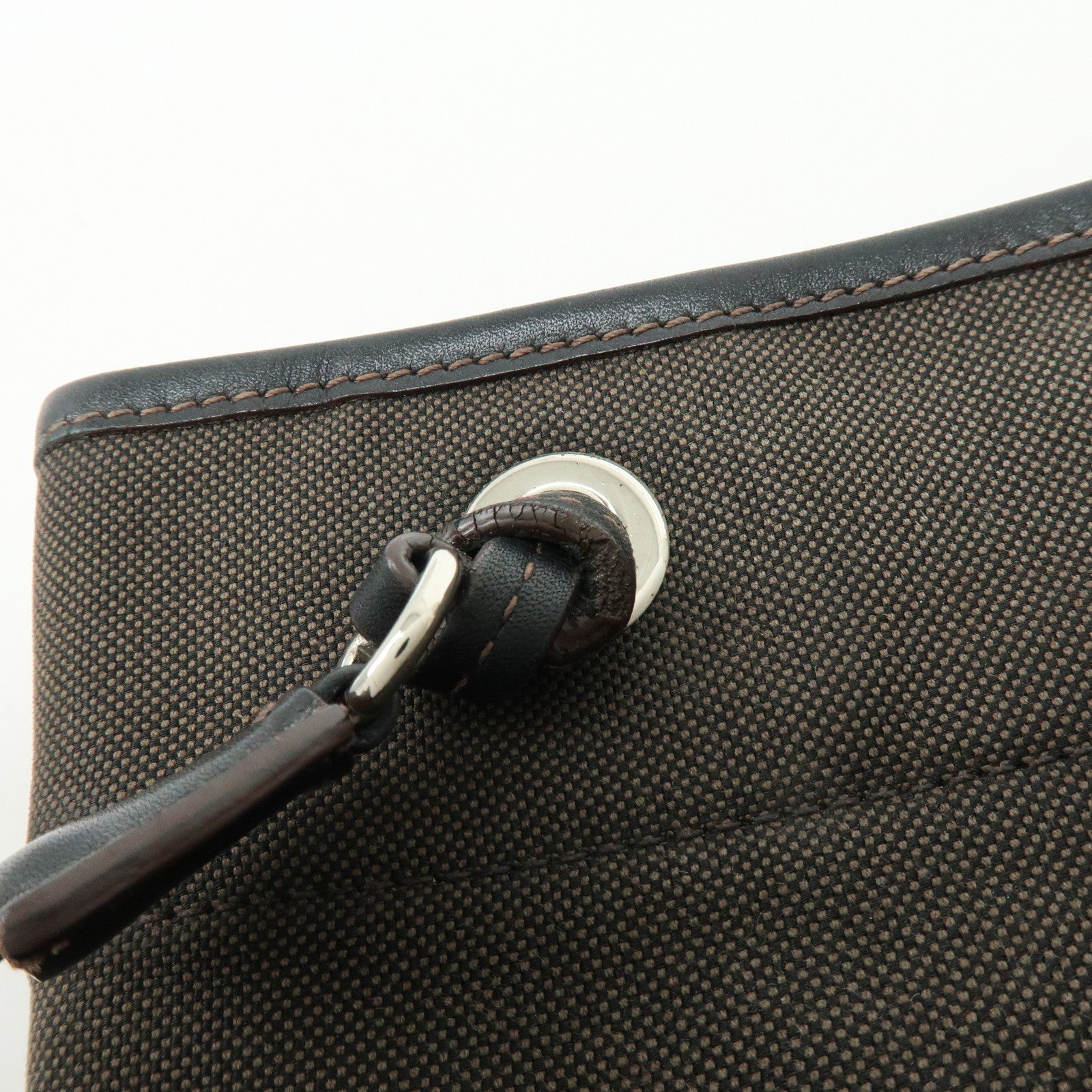 PRADA Logo Jacquard Leather Shoulder Bag Crossbody Bag Dark Brown