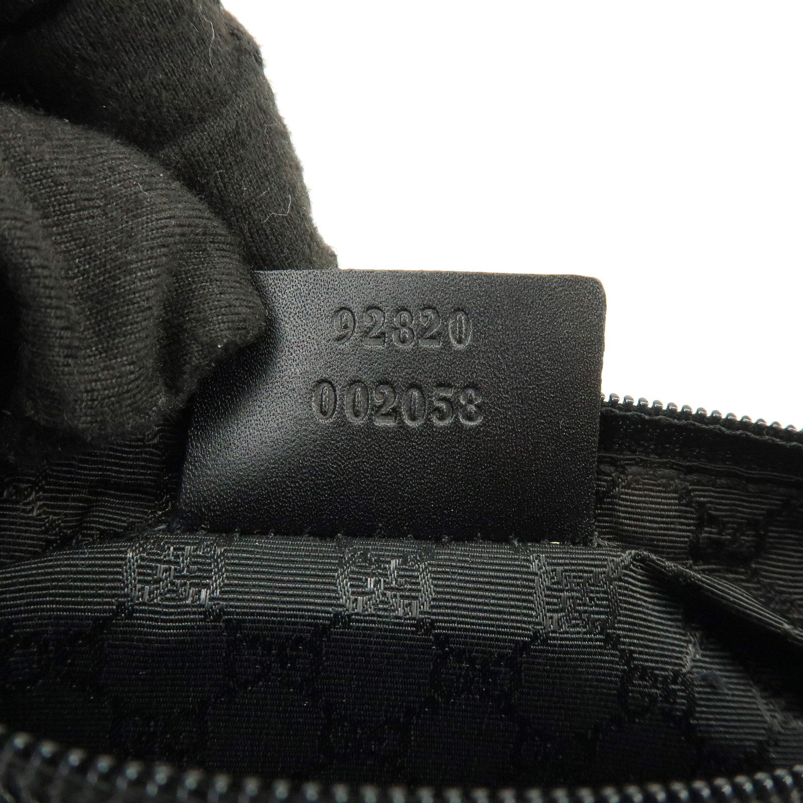 GUCCI Sherry Denim Leather Accessory Pouch Hand Bag Black 92820