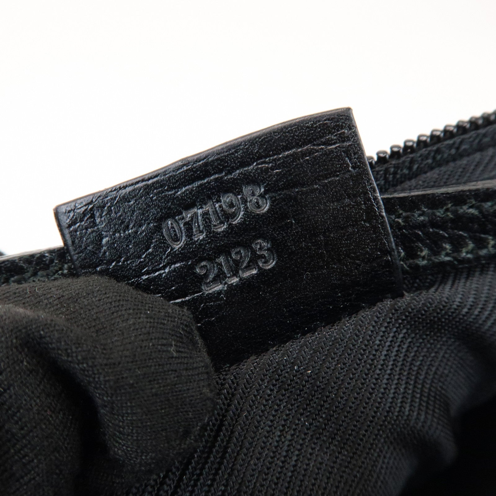 GUCCI Boat Bag GG Canvas Leather Pouch Hand Bag Black 07198