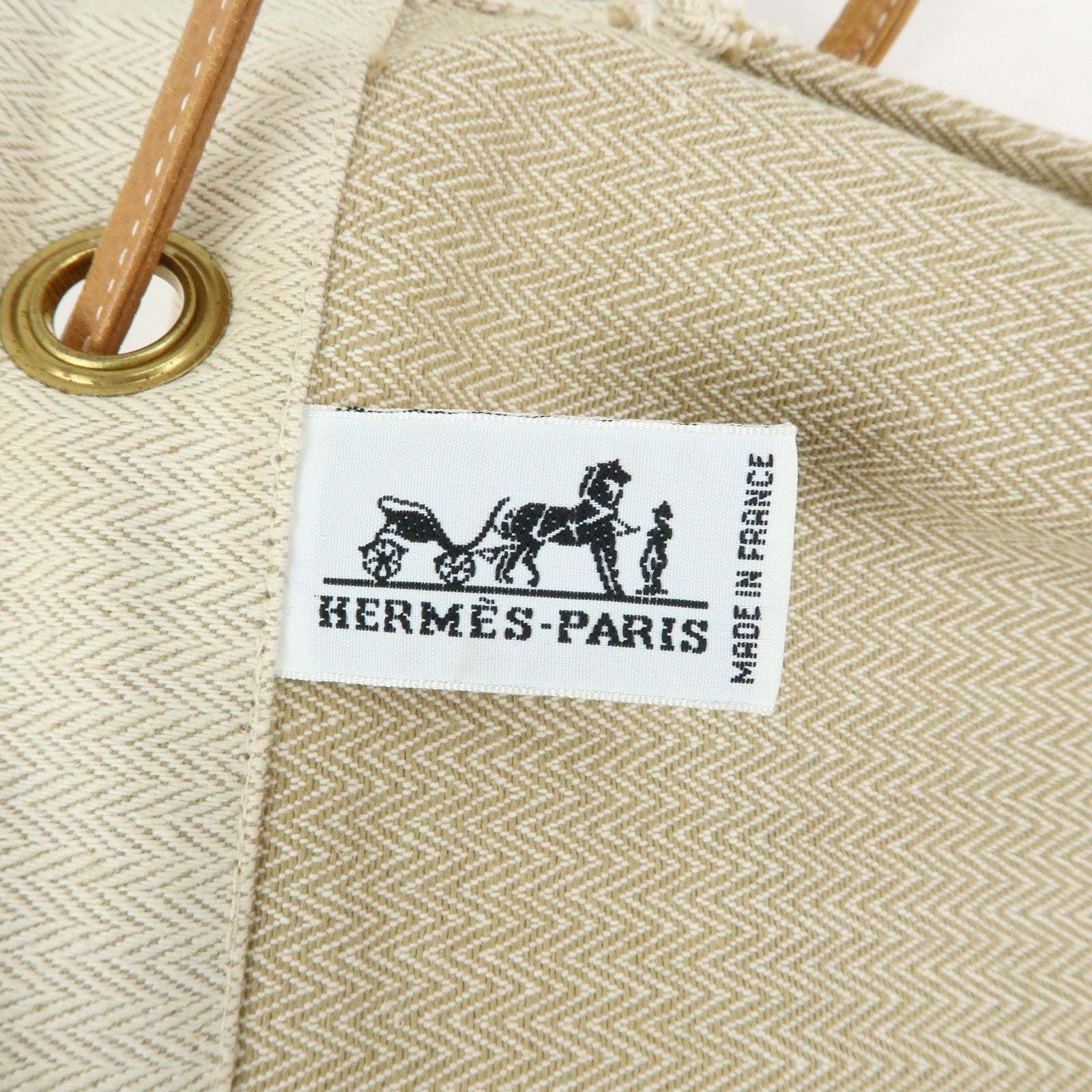 HERMES Aline GM Canvas Leather Shoulder Bag Hand Bag Natural