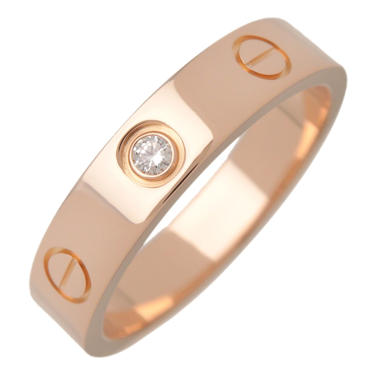 Cartier Mini Love 1P Diamond Ring K18 750PG Rose Gold #51 US5.75
