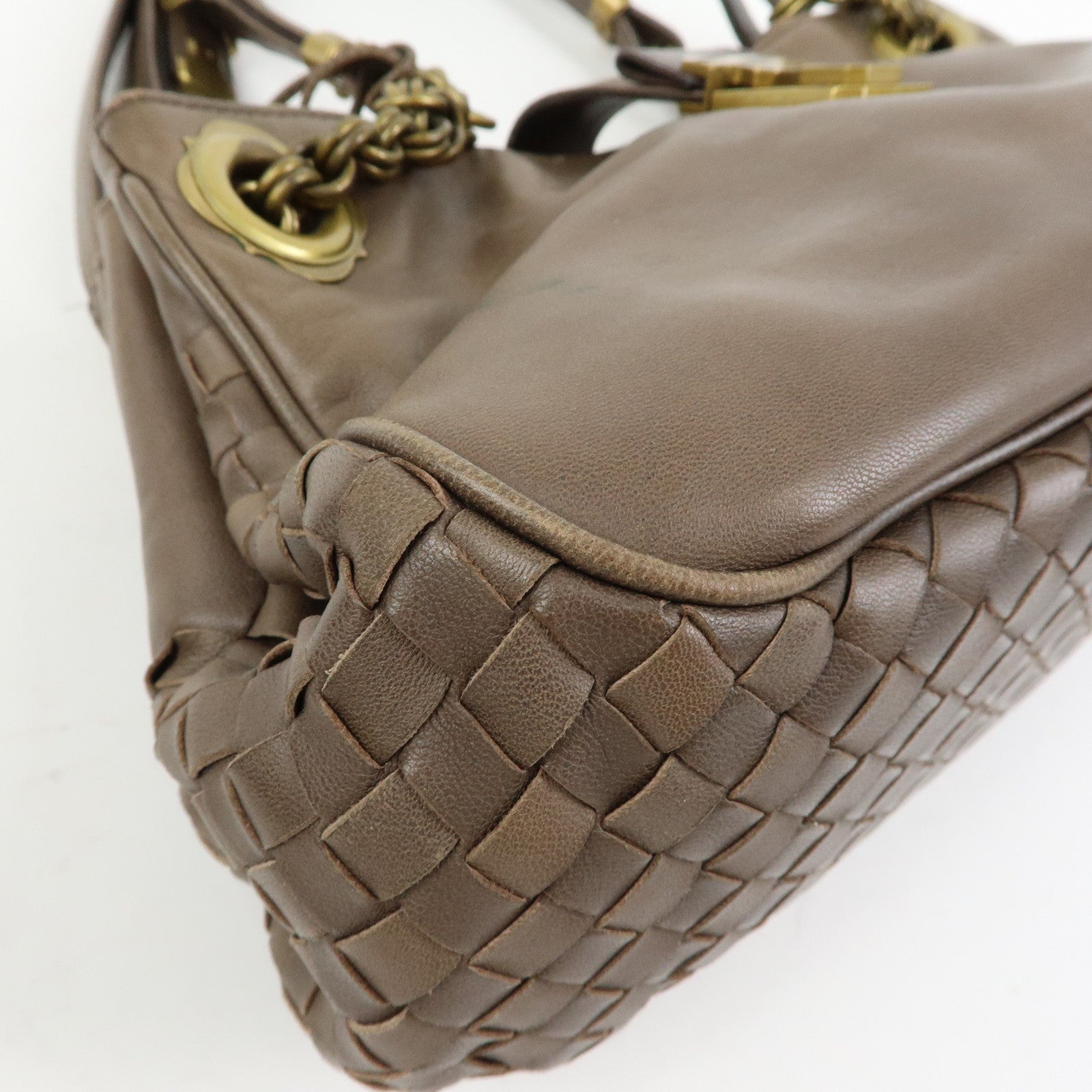 BOTTEGA VENETA Intrecciato Leather Hand Shoulder Bag Brown 162114