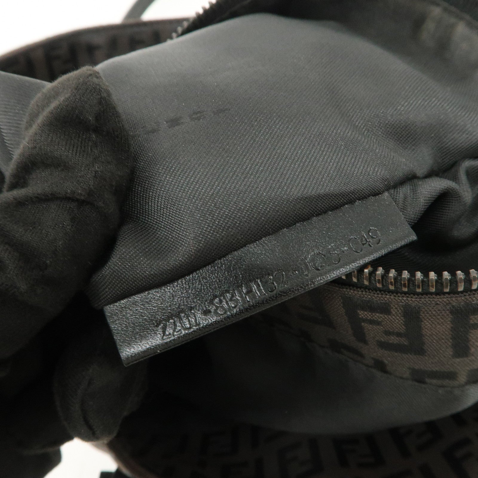 FENDI Zucchino Canvas Leather Tote Bag Hand Bag Dark Brown 8BH132