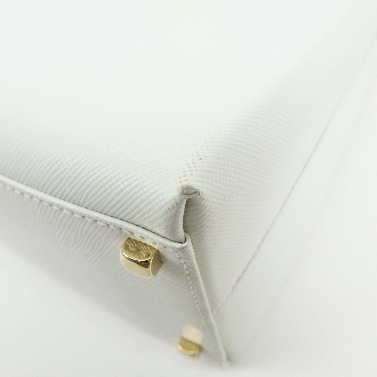 Ferragamo Gancini Leather 2Way Bag Hand Bag Shoulder Bag White