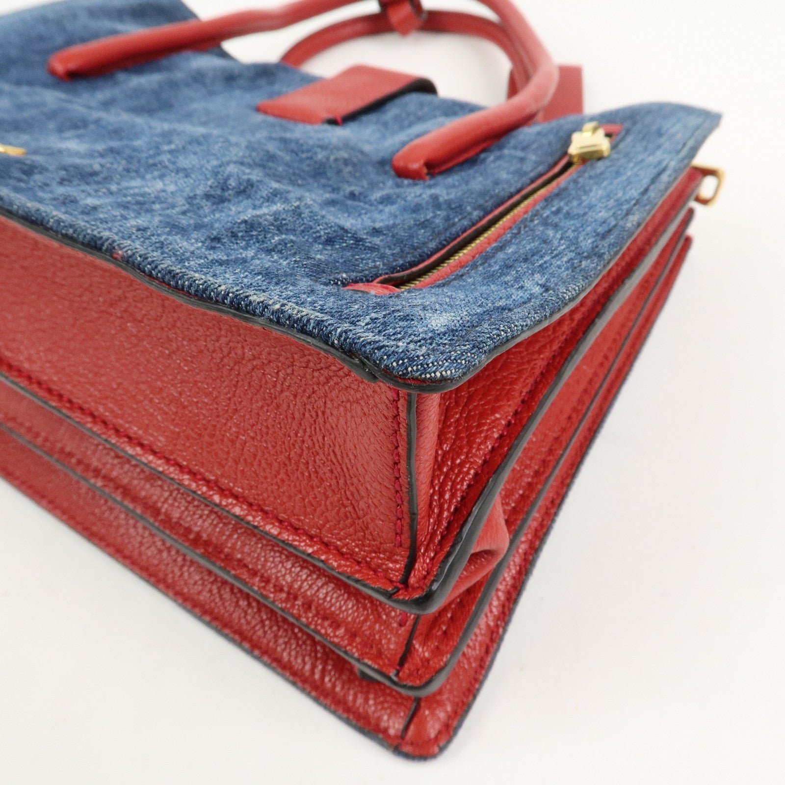 MIU MIU Denim Leather Denim 2Way Bag Hand Bag Shoulder Bag RN1104
