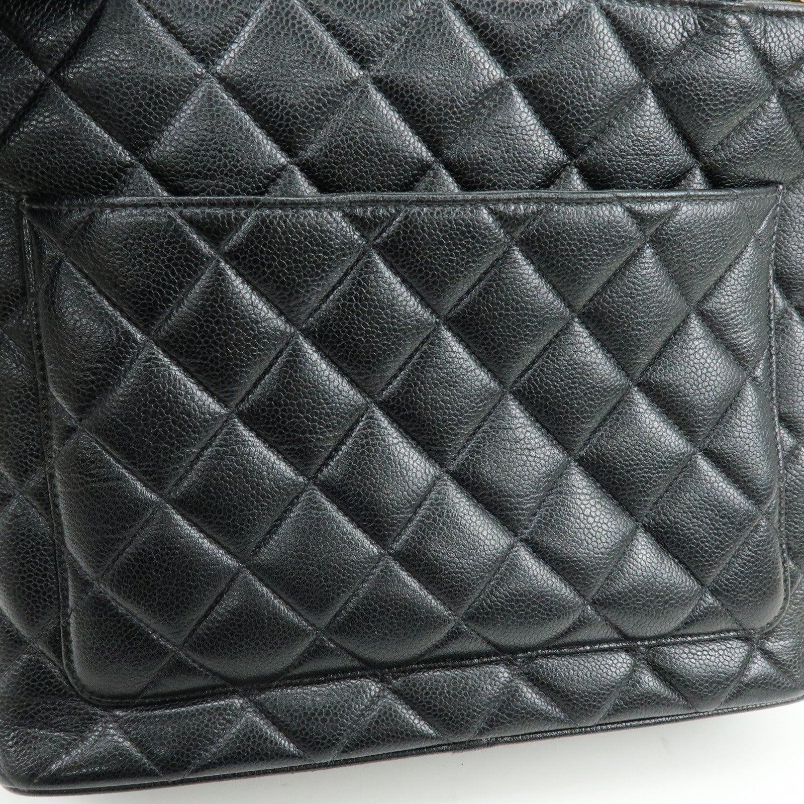 CHANEL Matelasse COCO Mark Medallion Tote Bag Hand Bag Black A01804